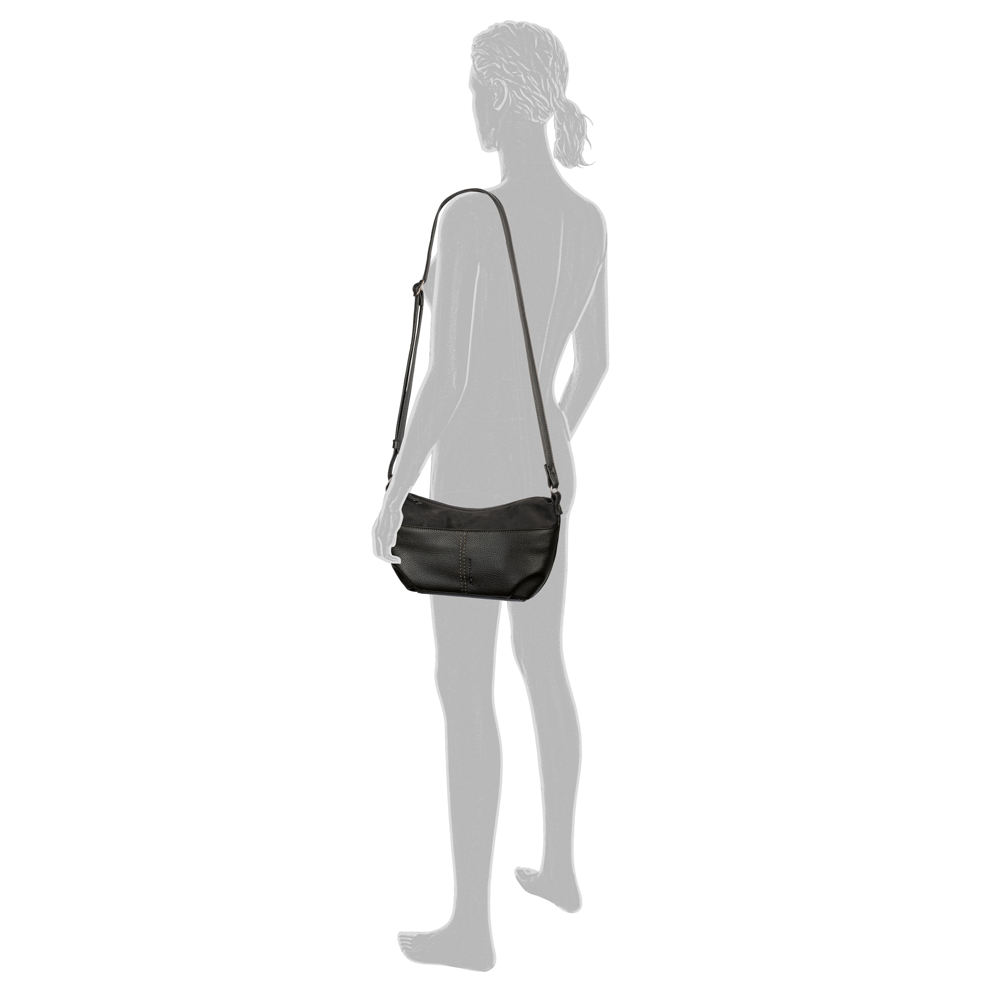 TOM TAILOR Sac à main »Miha« velours synthétique doux avec imitation cuir grainé doux et beaucoup d'espace