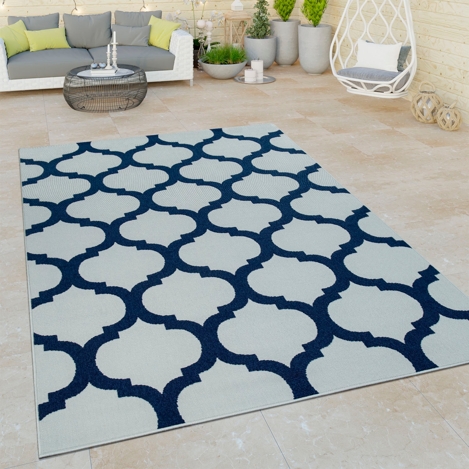 Paco Home Tapis »Namur 327« Rectangulaire 4 mm Höhe Kurzflor, Ornamente mit 3D-Effekt, In- und Outdoor geeignet
