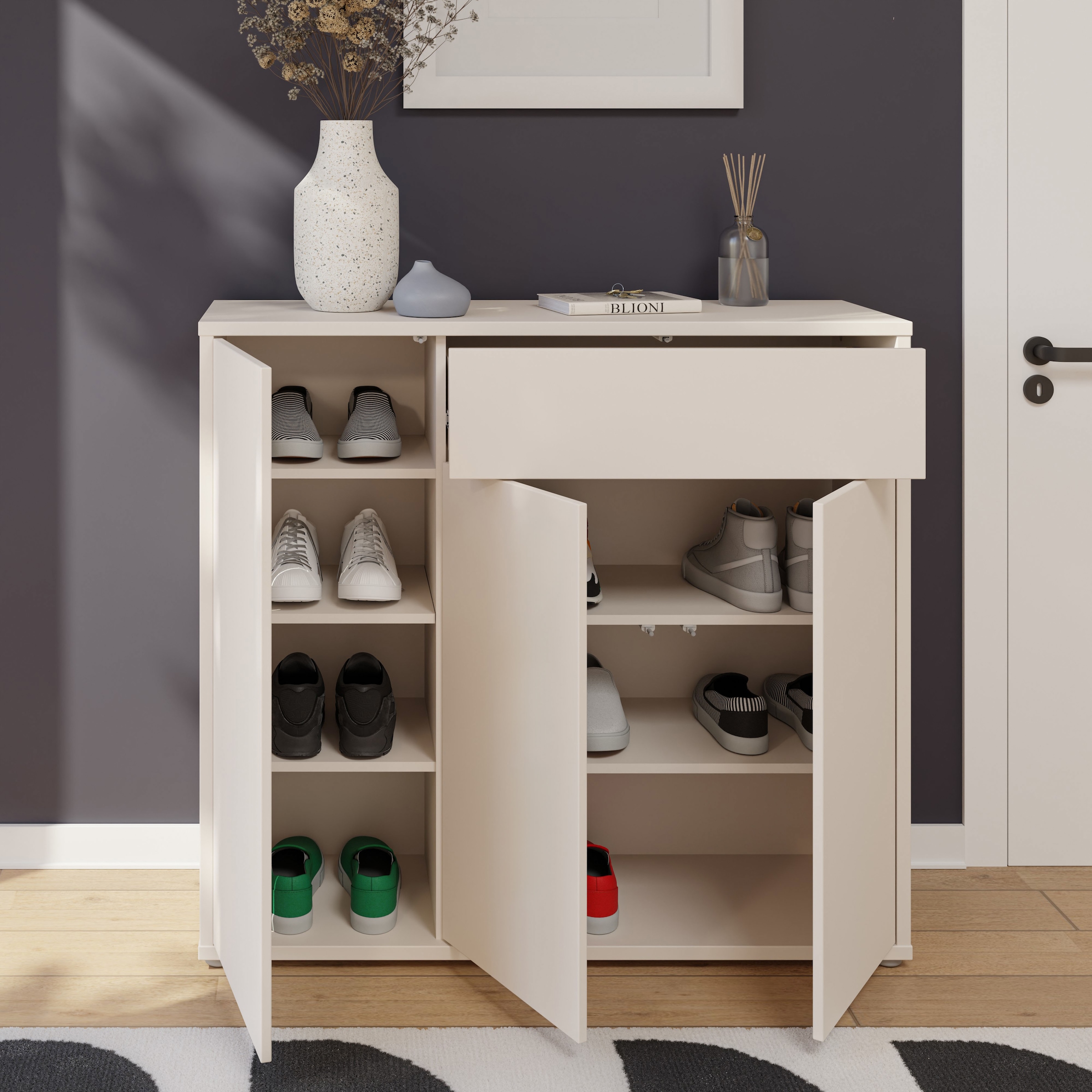 FORTE Armoire à chaussures »Alice Springs« L/H/P 109,2/99,1/34,9 cm Push to open, 20 paires de chaussures