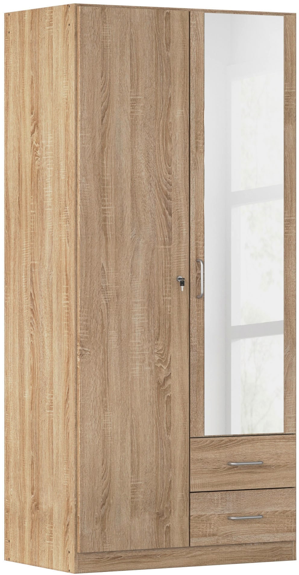 rauch Armoires à vêtements »Schrank Garderobe Garderobenschrank Putzschrank Wäscheschrank BERGHEIM« Largeurs 91/136/181 cm, hauteur 197 cm,  2 tiroirs extérieurs, portes verrouillables avec 2 clés chacune MADE IN GERMANY