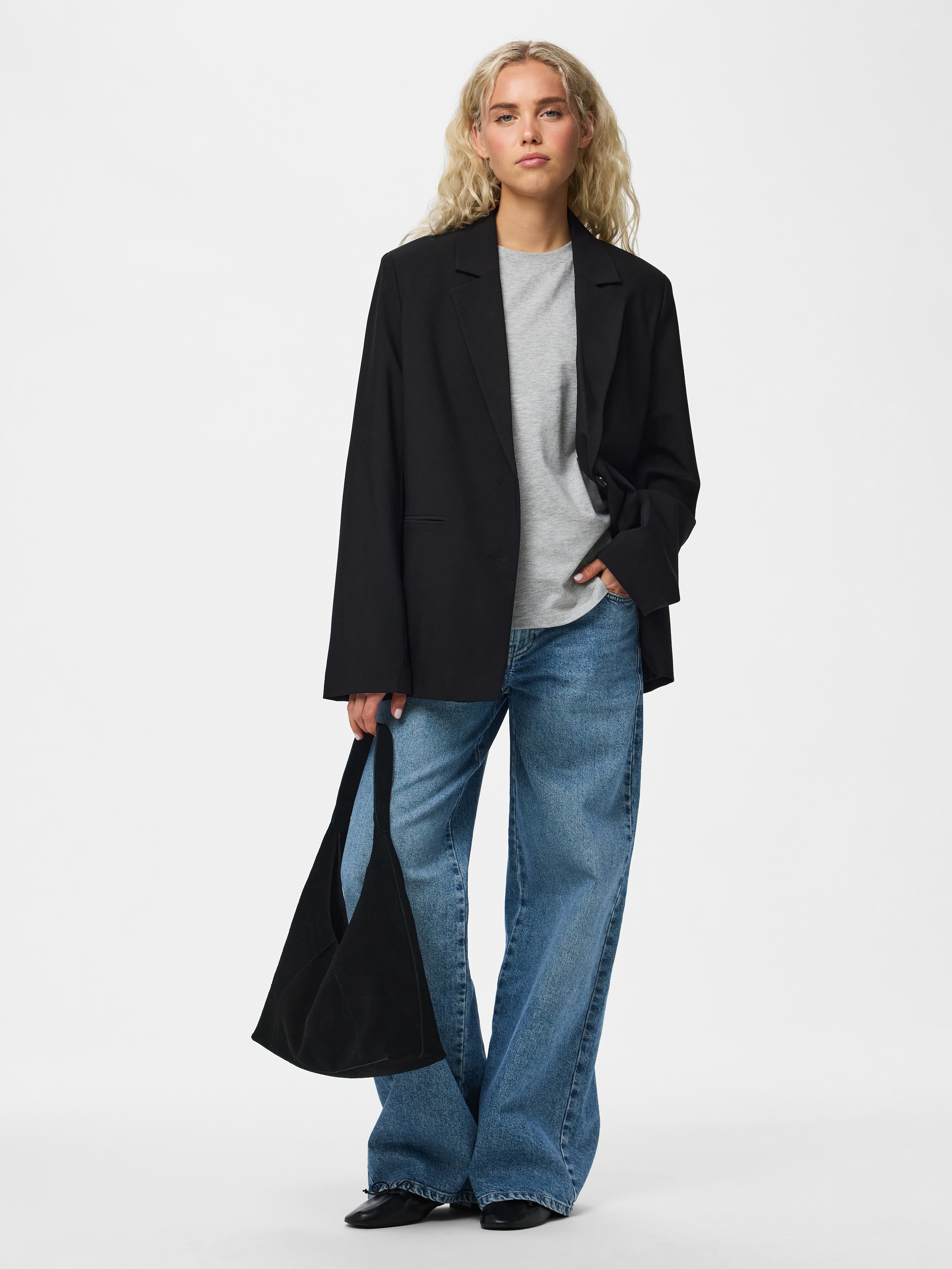 pieces Blazer long »PCBOSELLA LS LOOSE BLAZER NOOS BC« mélange de matériaux