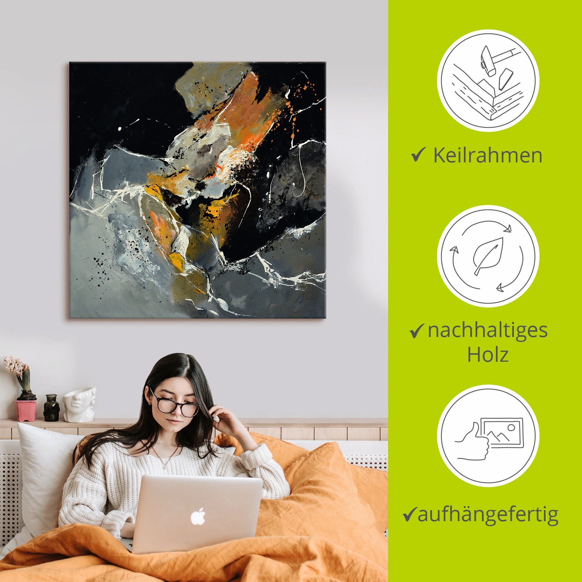 Artland Tableau sur toile »Abstrakt XV« 1 cuis tlg. auf Holzrahmen gespannt