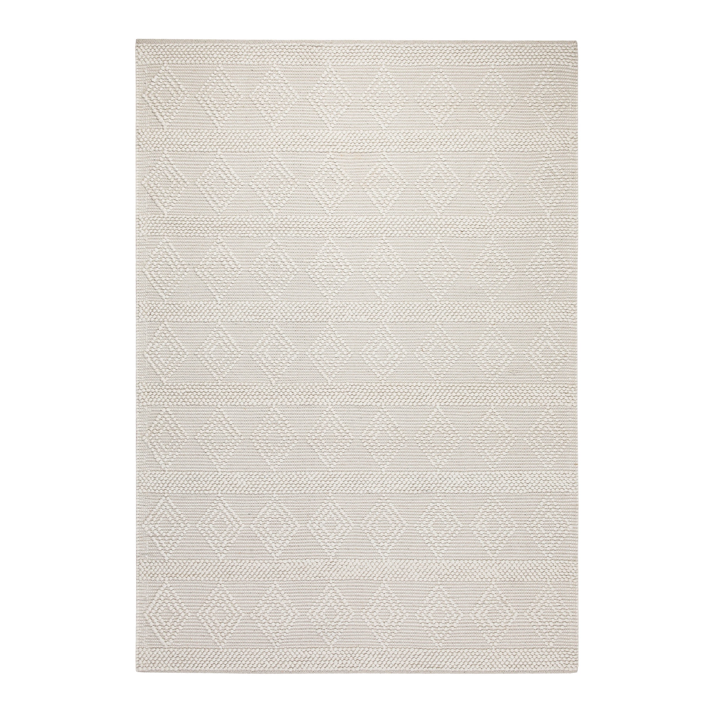 GOODproduct Teppich »Grunno« rechteckig 8 mm Höhe 70% Wolle, handgewebt, Raute, Hoch-Tief, Wohnzimmer, Naturfaser