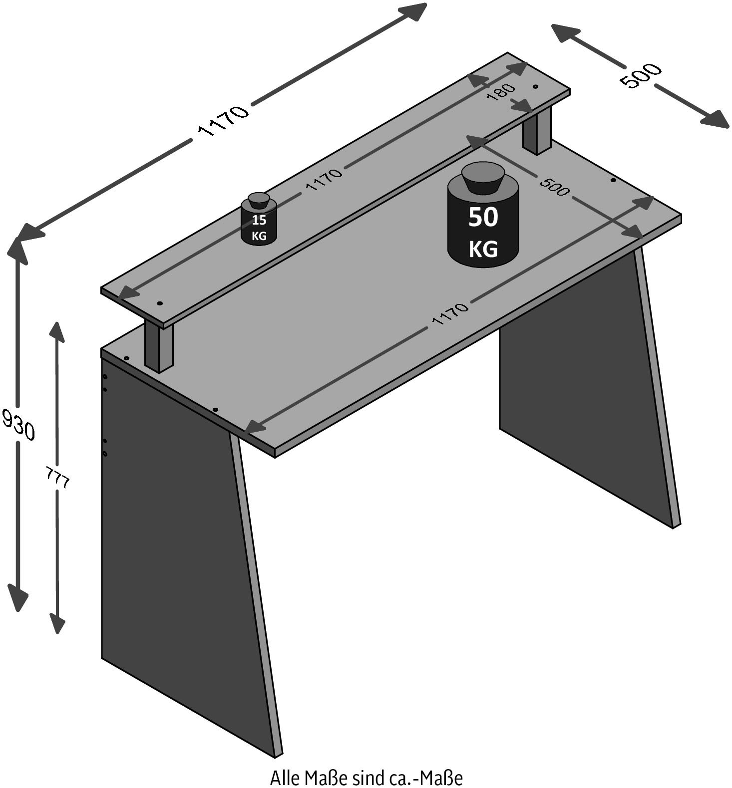 FMD Table de gaming »Zocker« Breite 117 cm