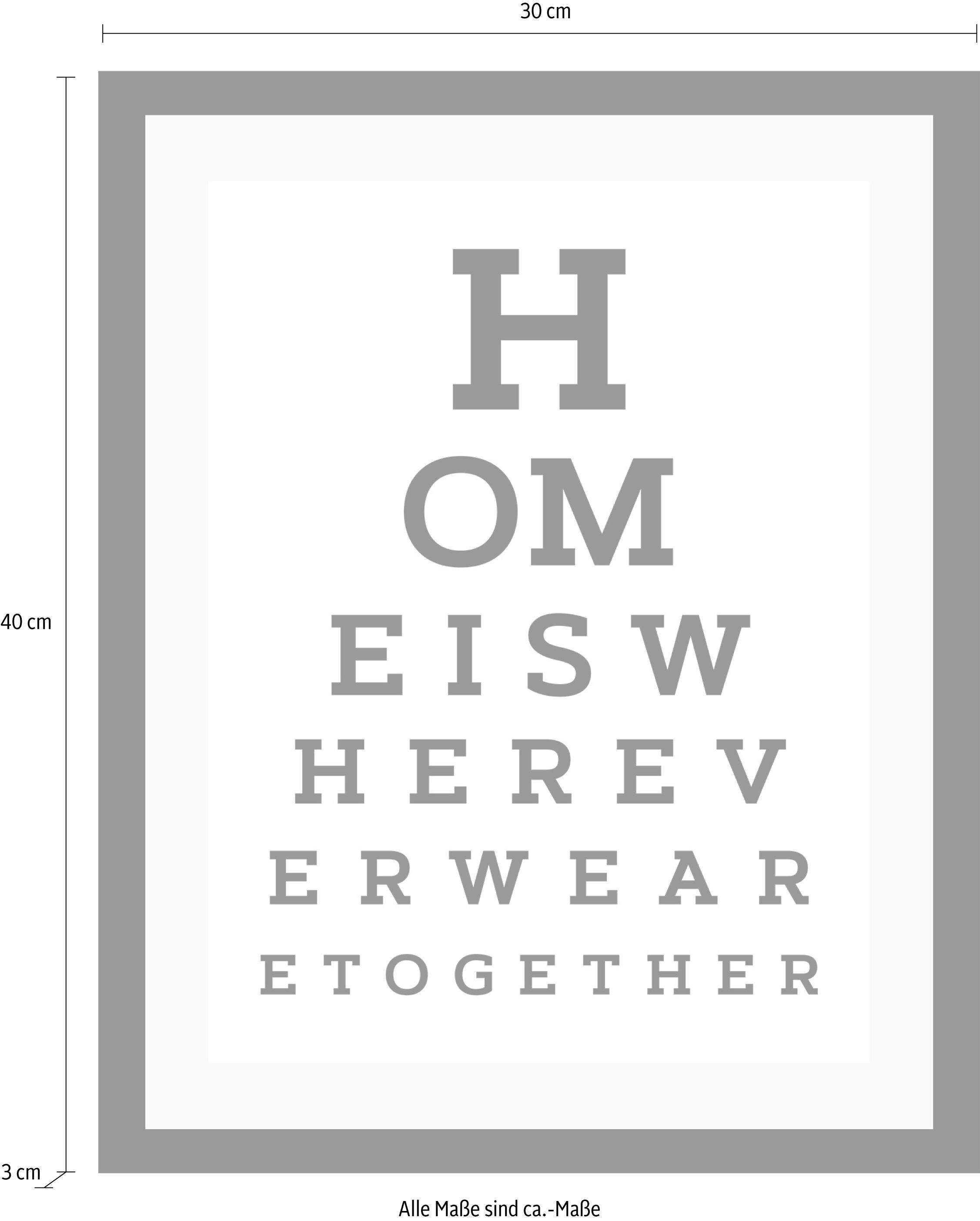 queence Bild »Zuhause« Motivationsbilder | Schriftzug | Schwarz-Weiss | Sprüche & Texte HD Premium Poster-Druck inkl. Holzrahmen