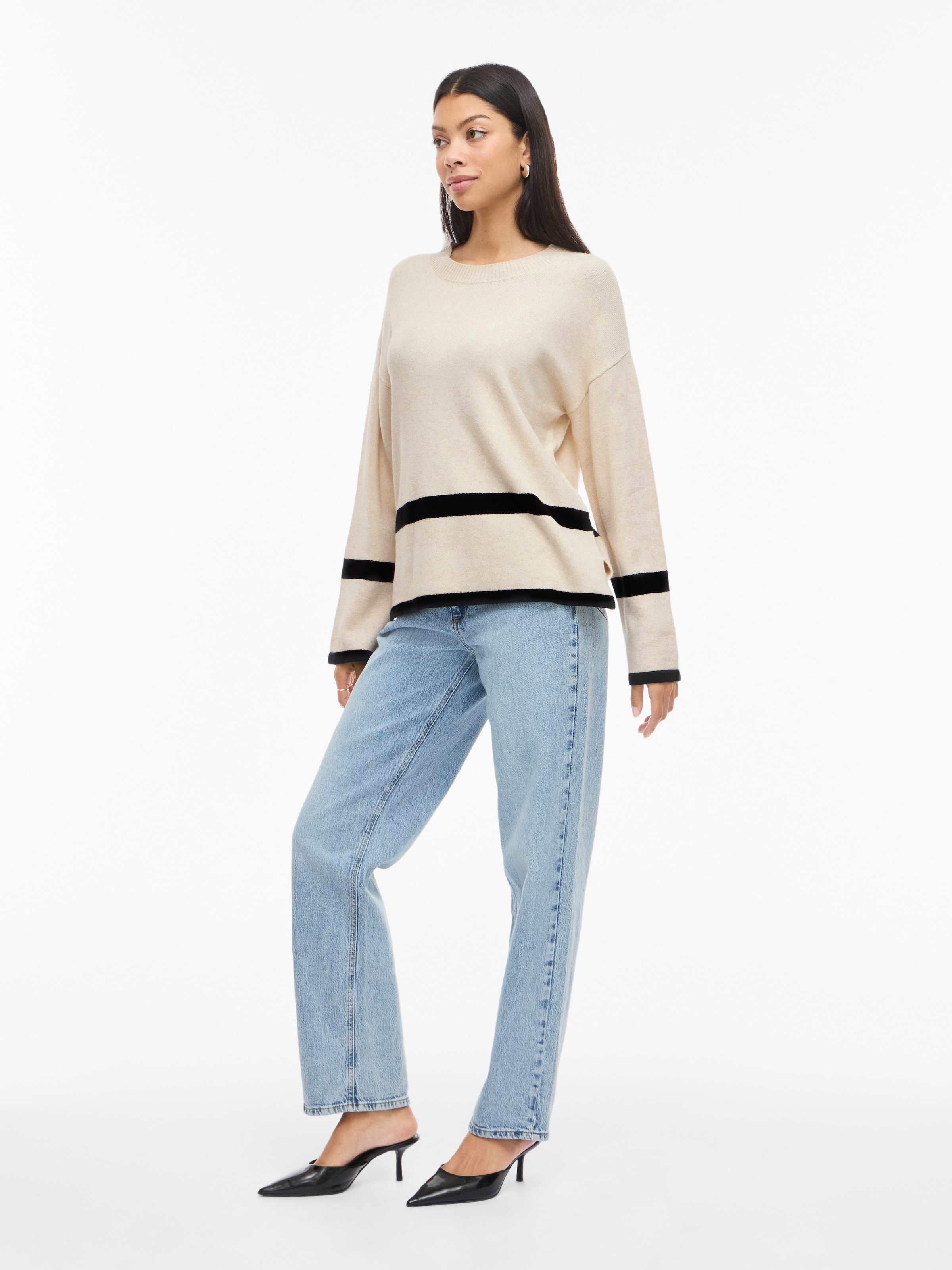 Vila Pull à col rond »VIRIL O-NECK OVERSIZE L/S KNIT TOP- NOOS« Mélange de matériaux, oversize