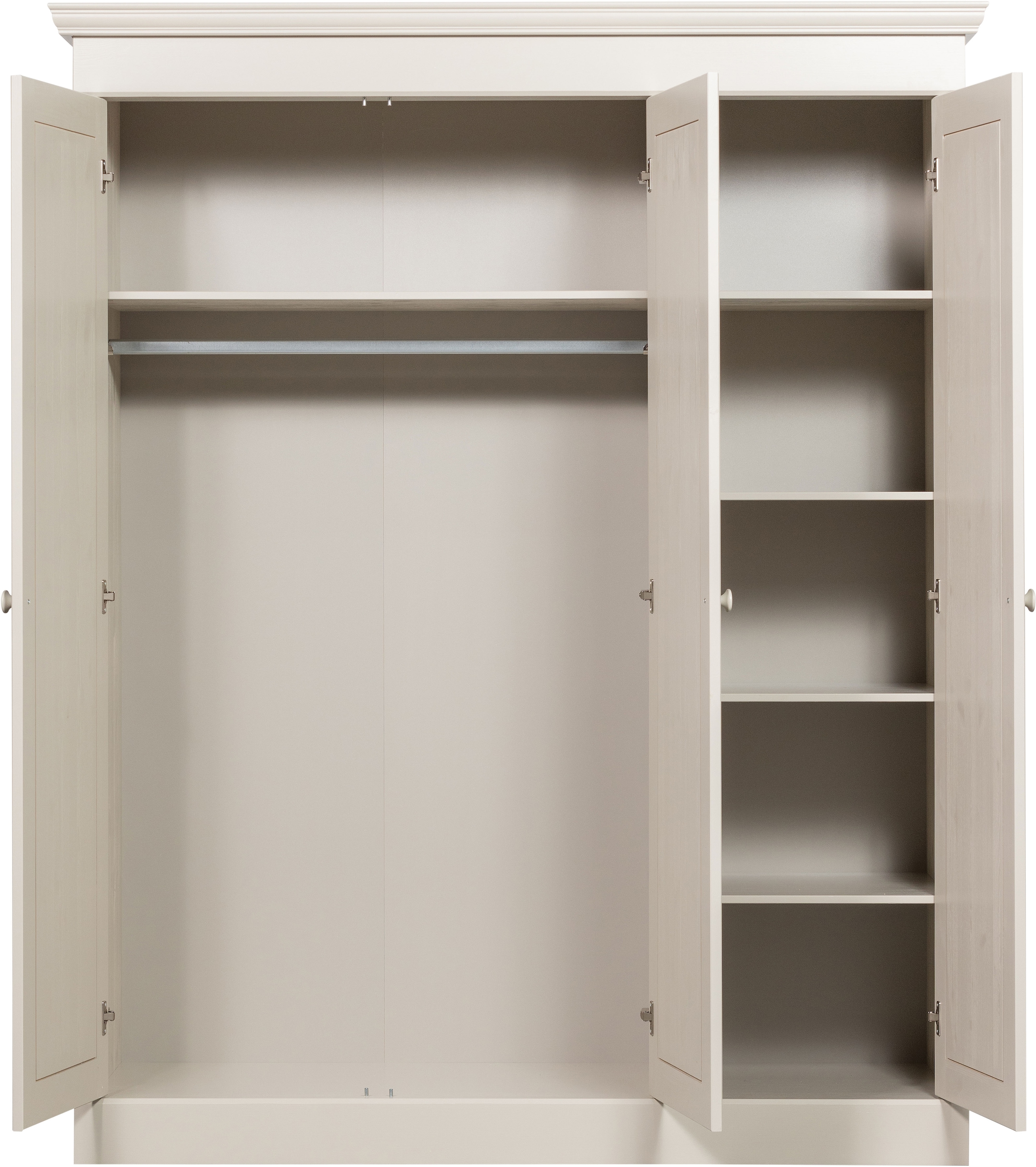 WOOOD Armoires à vêtements »Olivia FSC®-Kiefernholz mit Hängebereich, H 212 x B 171 x T 63 cm« capacité de charge 10 kg par étagère, options d'étagères disponibles