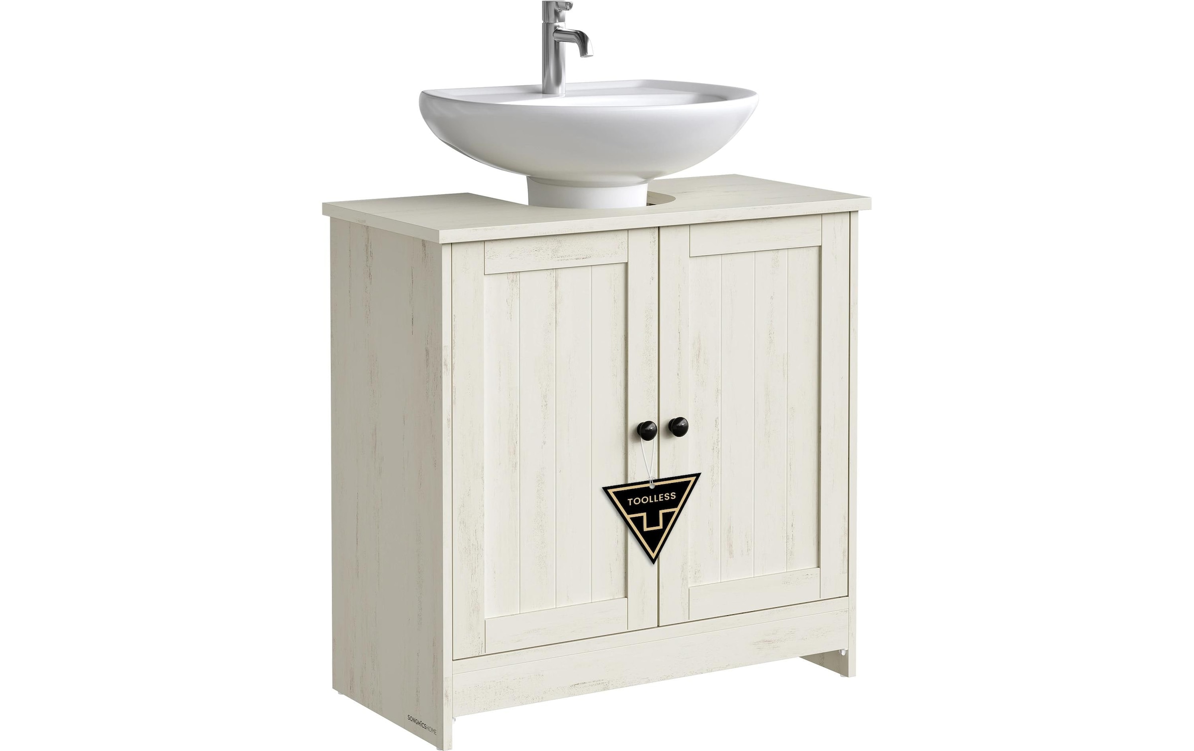 VASAGLE Armoire sous lavabo »60 x 61.2 cm« Moderner Badezimmer-Unterschrank im Landhausstil