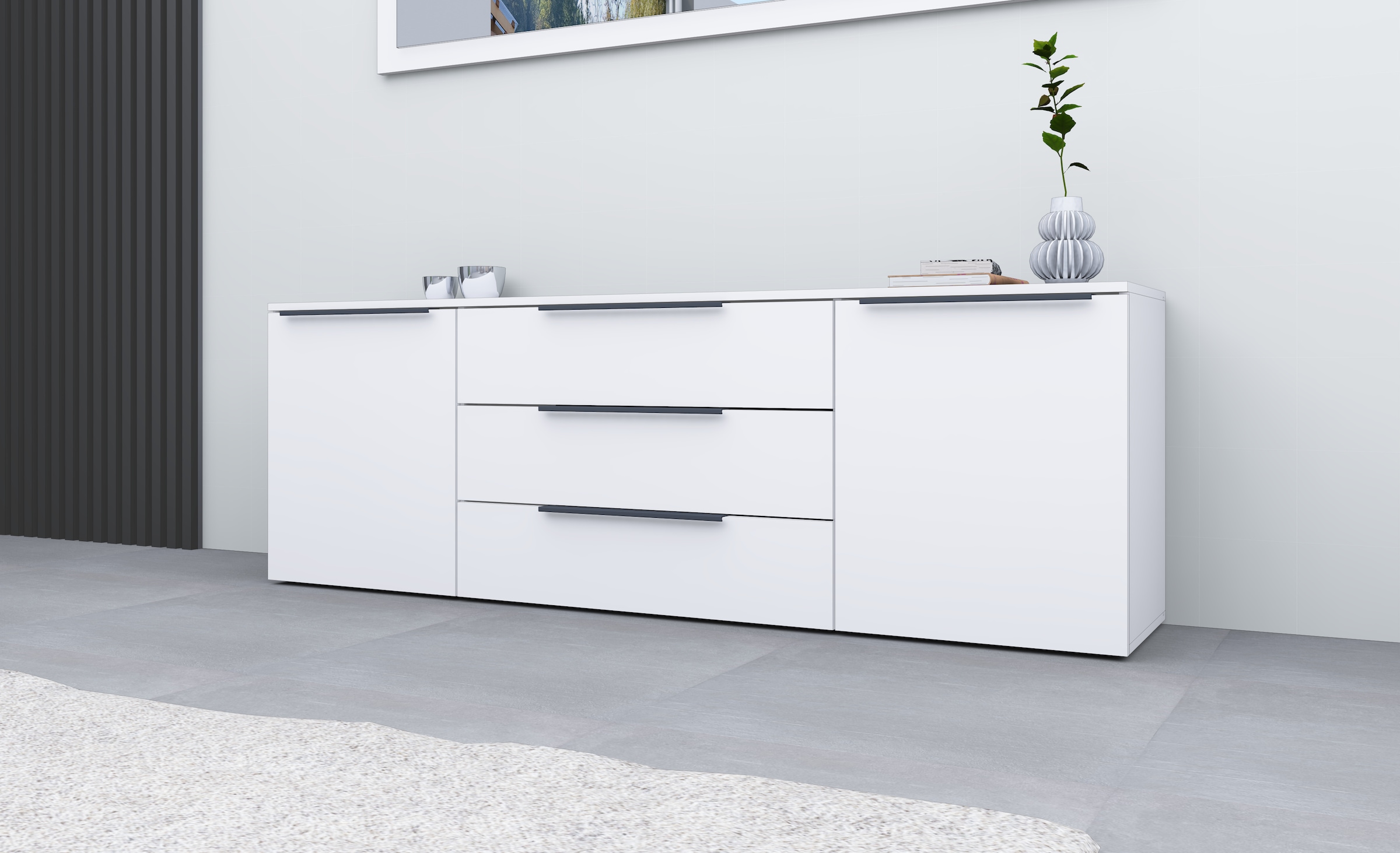 borchardt Möbel Kommode »Tom« Alugriffleisten in graphit grau matt, höhenverstellbare Einlegeböden