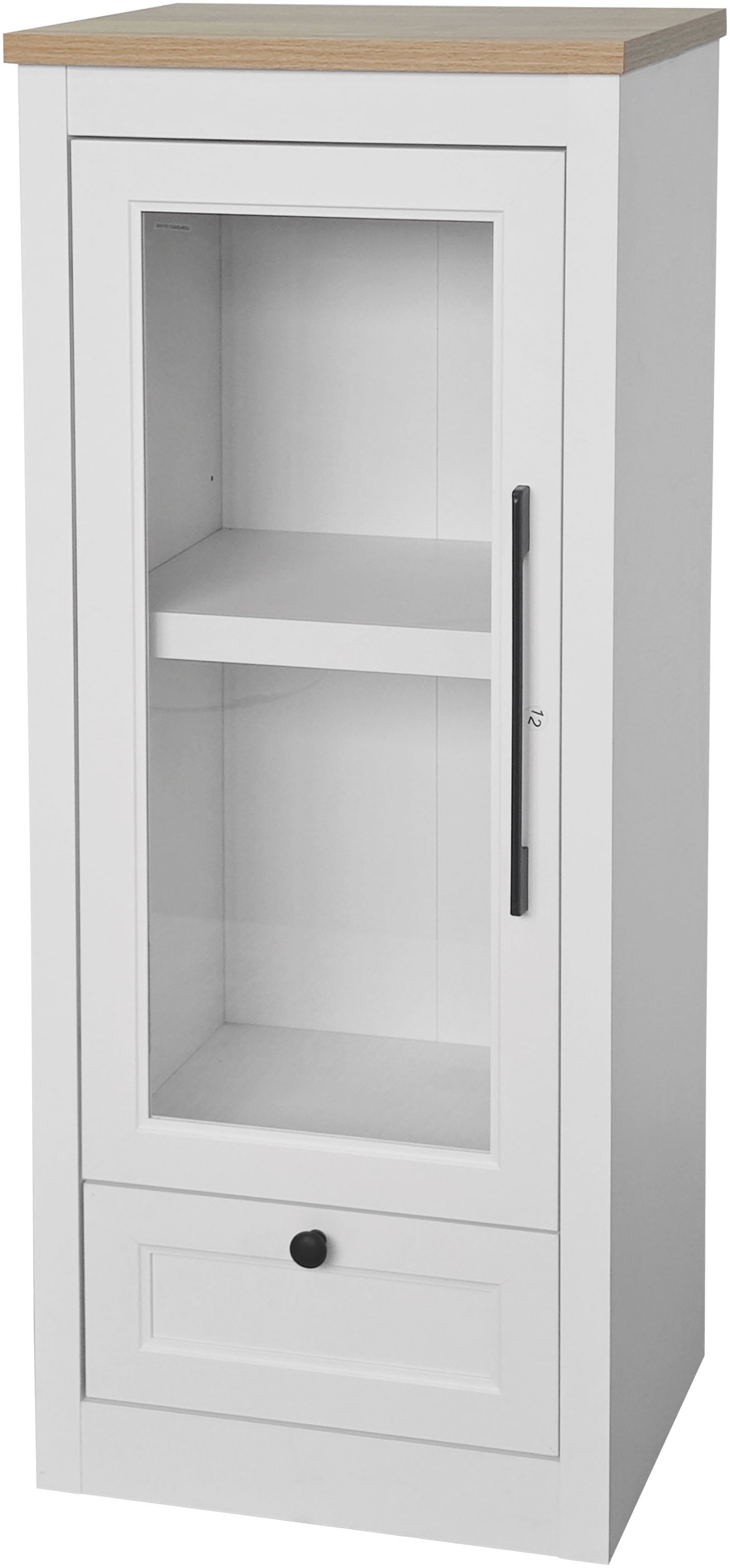 GOODproduct Vitrine »Ismund« aus MDF, mit Holz-Zierleiste, schwarzem Metallgriff, Höhe 121 cm
