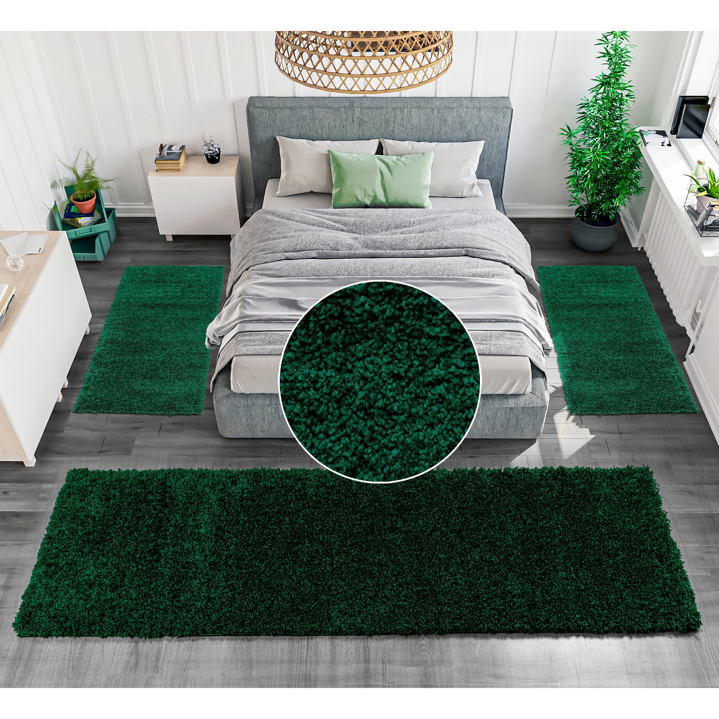 GOODproduct Bordure de lit »Shaggy 30« Höhe 30 mm 3 tlg. tissé, 2 ou 3 pièces, tapis de lit, set de coureurs, couleurs unies