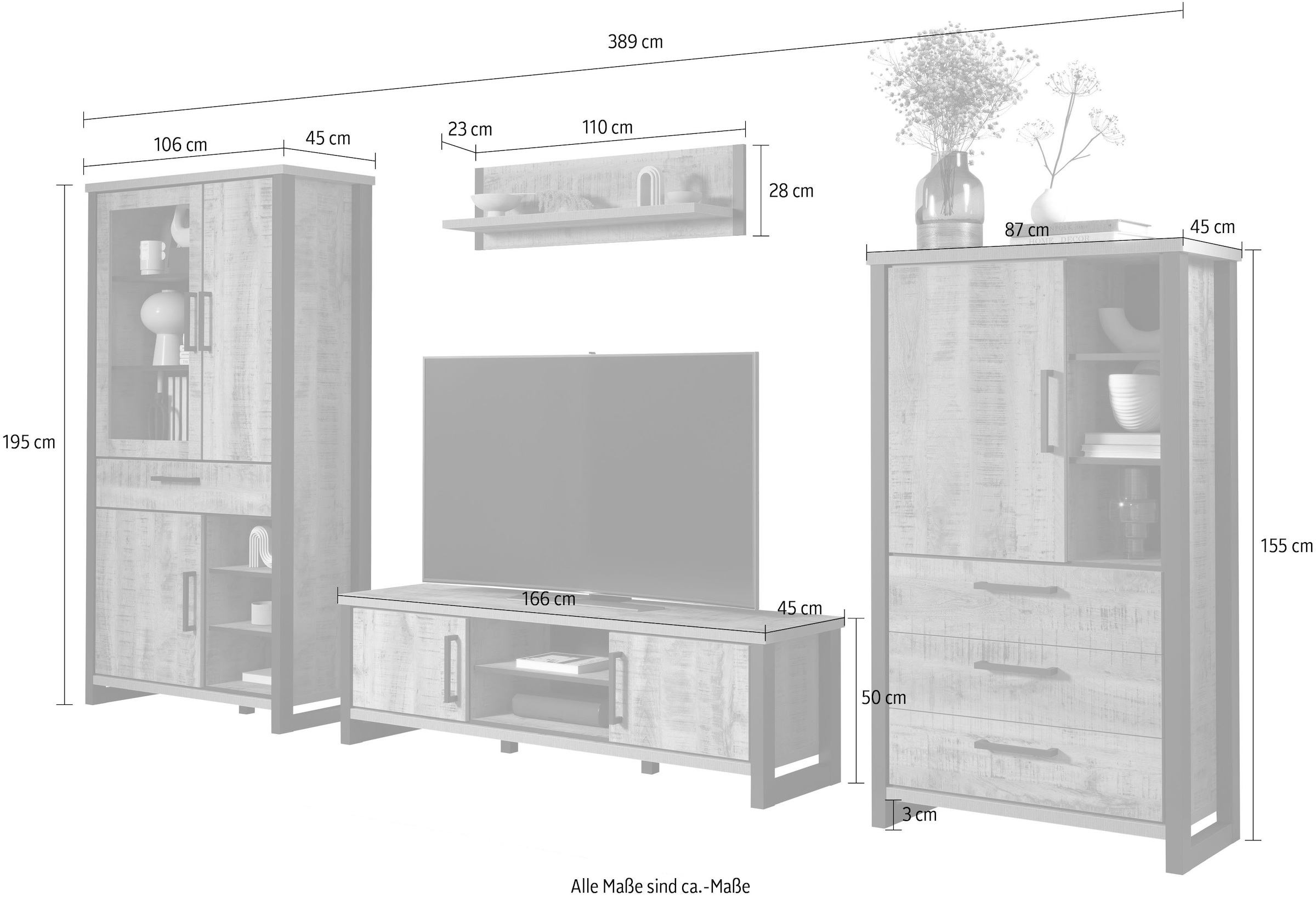 Home affaire Meuble mural »Elda« Ensemble complet, 4 cuis tlg.