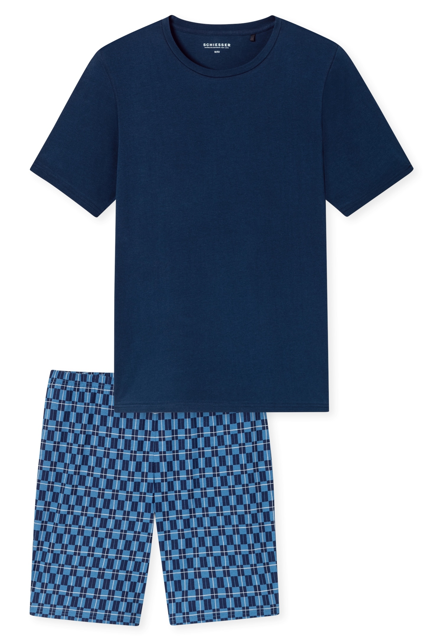 Schiesser Shorty »Casual Essentials« 2 pièces mit unifarbenem Oberteil und gemusterter Hose