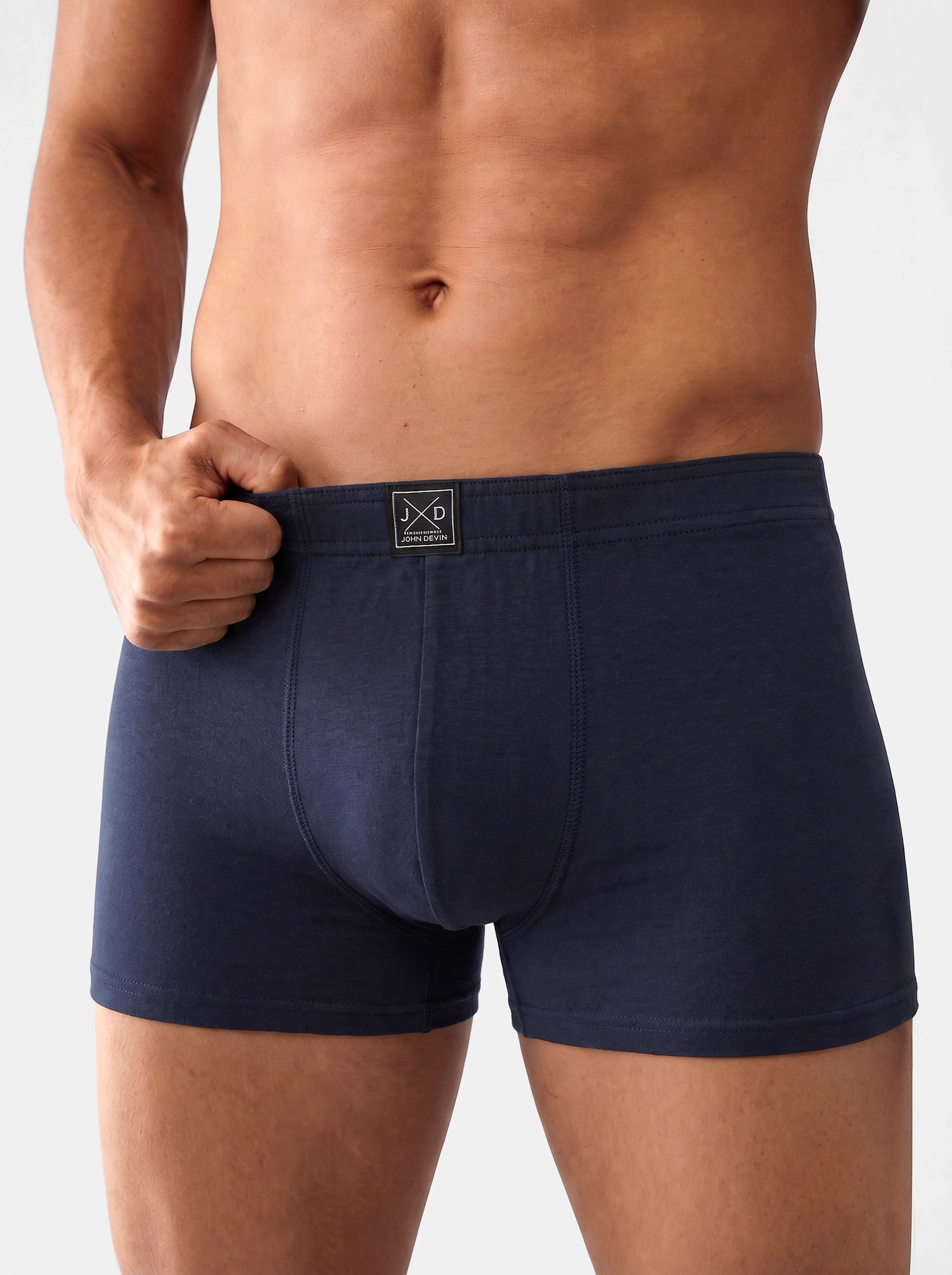 John Devin Boxer »Boxershorts für Herren« Packung, 5 Stk. unifarben, mit Label vorn am Bund, Jersey-Material