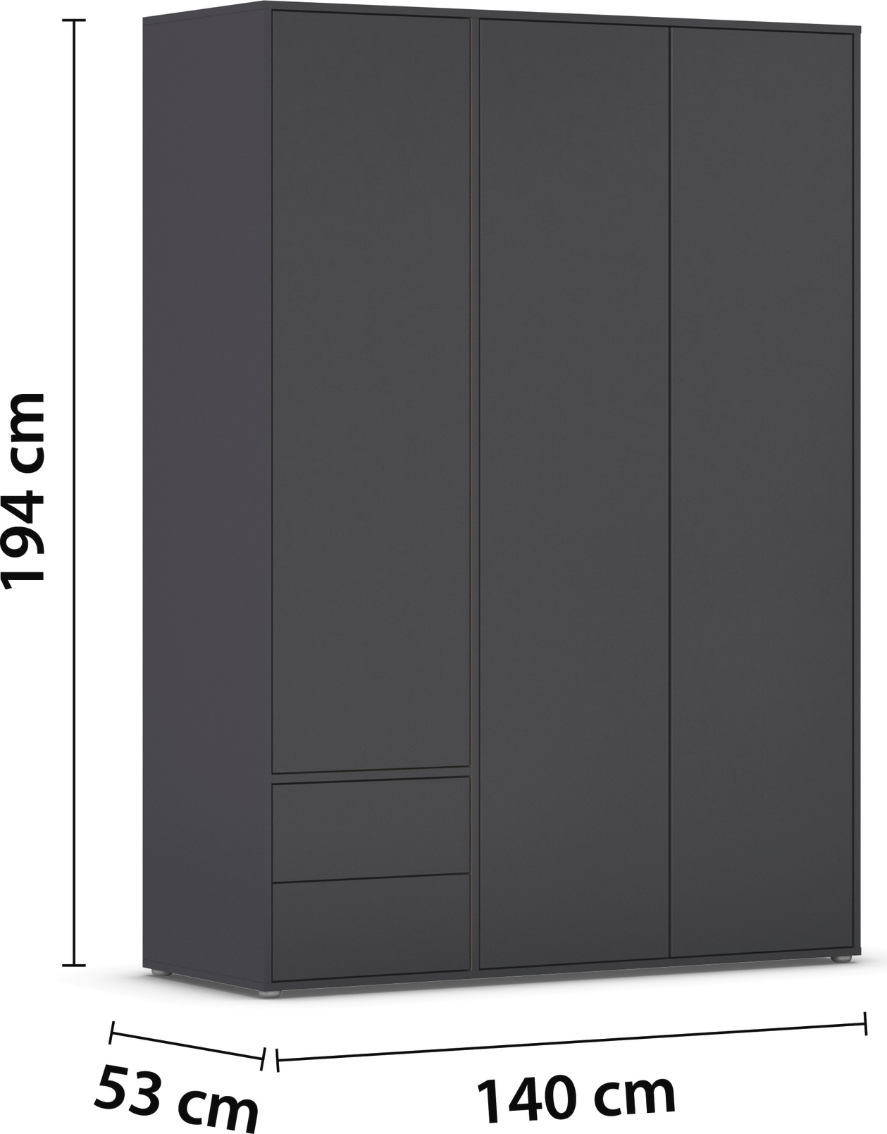 rauch Drehtürenschrank »Kleiderschrank Schrank Garderobe Wäscheschrank NABILA viel Stauraum« in 3 verschiedenen Ausstattungen BASIC/CLASSIC/PREMIUM,  mit 2 Schubladen und Push-to-Open Funktion TOPSELLER MADE IN GERMANY