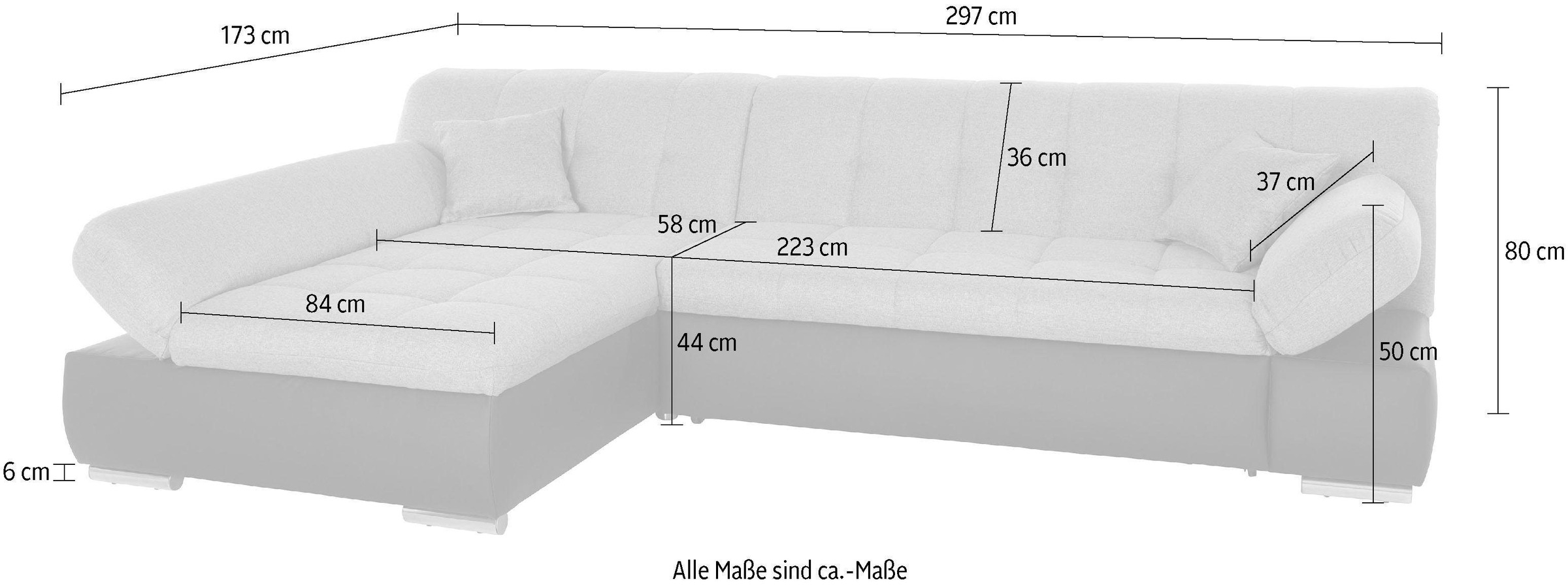 DOMO collection Canapé d'angle »Mona L-Form« wahlweise mit Bettfunktion