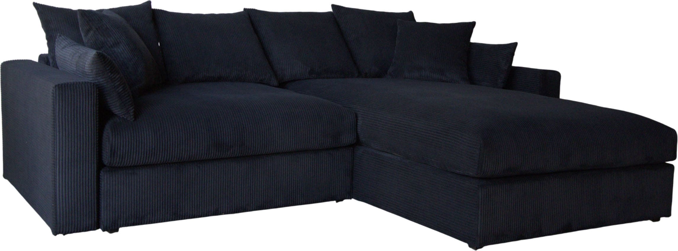 GOODproduct Canapé d'angle »Cosy Lounge L-Form, Breite 268 cm« méga canapé recouvert de velours côtelé, avec ressorts et 5 coussins décoratifs