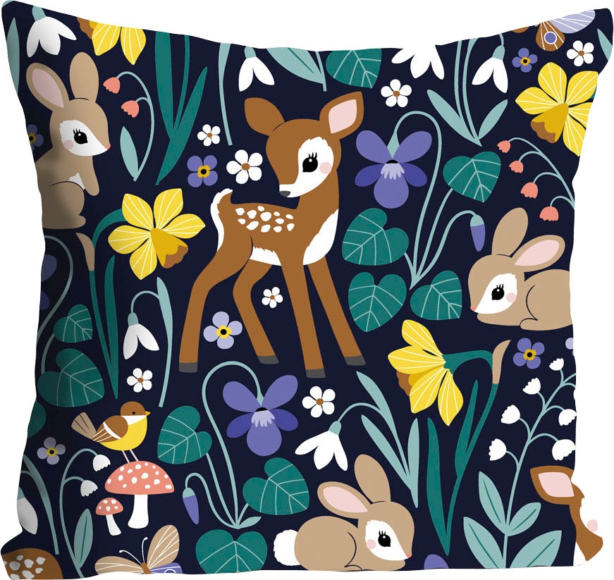 queence Coussin décoratif »Freyja« mit süssen Waldtieren
