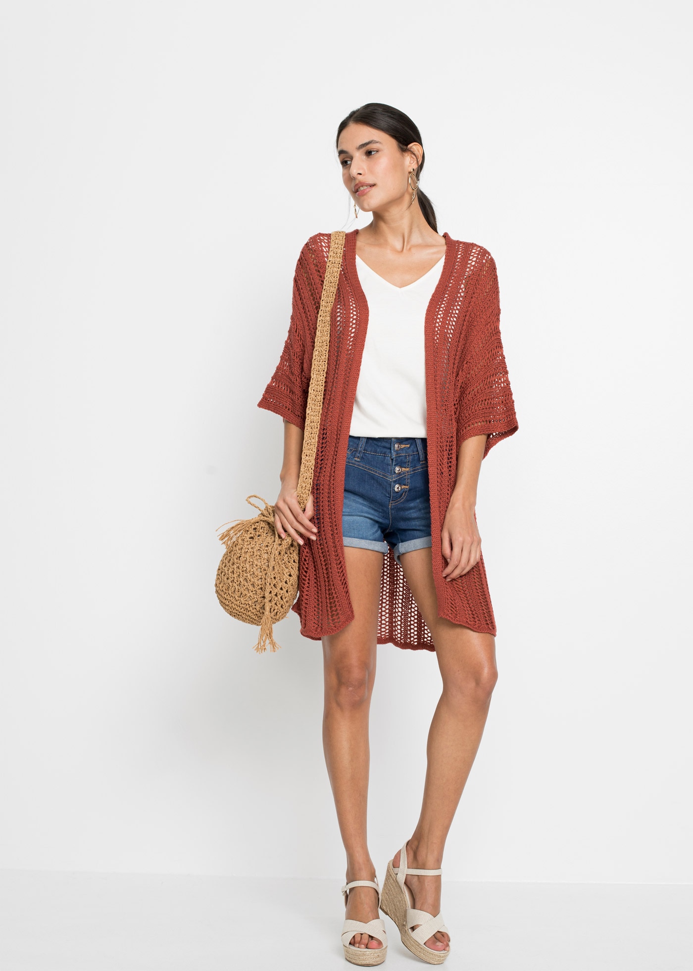 bonprix Haut de chemise lockerer loose fit, mit süsser Rüsche, aus Baumwolle