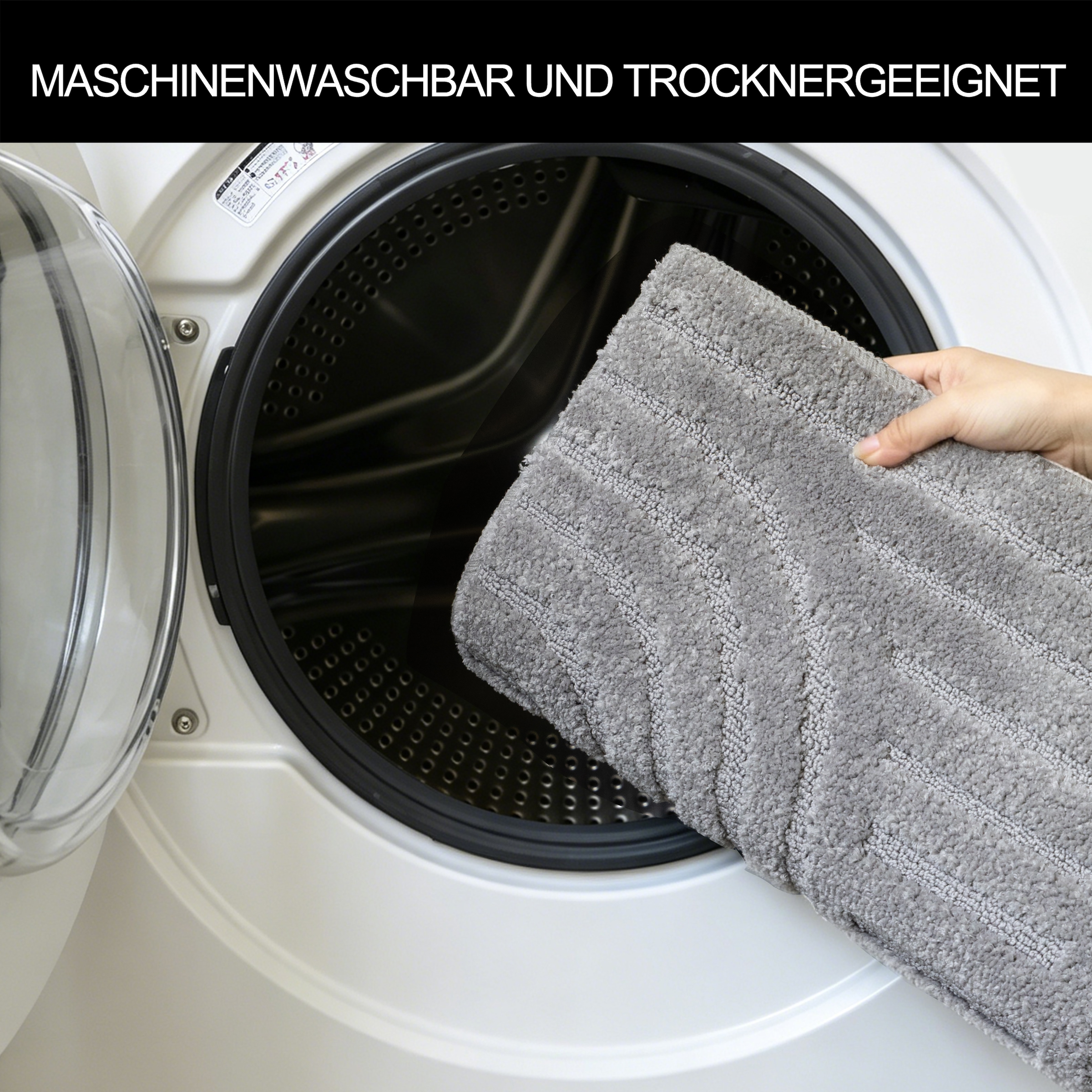 GOODproduct Tapis de bain »Zen, Badvorleger, Badezimmer Teppich, Duschvorleger« Höhe 10 mm revêtement antidérapant Séchage rapide | compatible chauffage au sol couleurs unies, effet relief, motif moderne, Zen