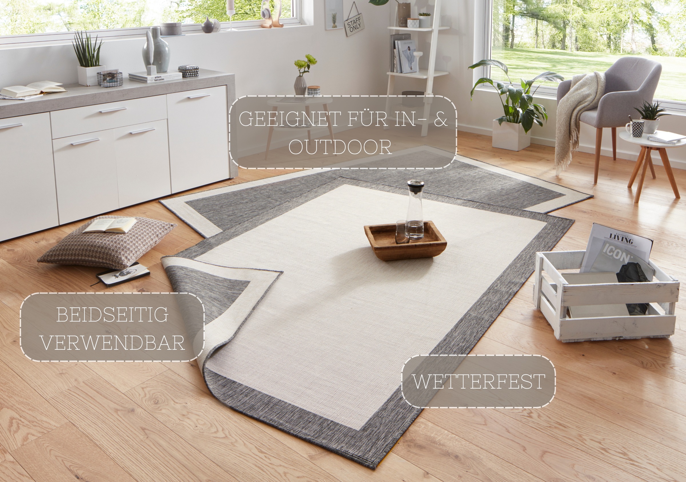 HANSE Home Tapis »Panama Wendeteppich« Rectangulaire 5 mm Höhe In-& Outdoor, Wetterfest, Balkon, Läufer, Wohnzimmer, Wasserfest