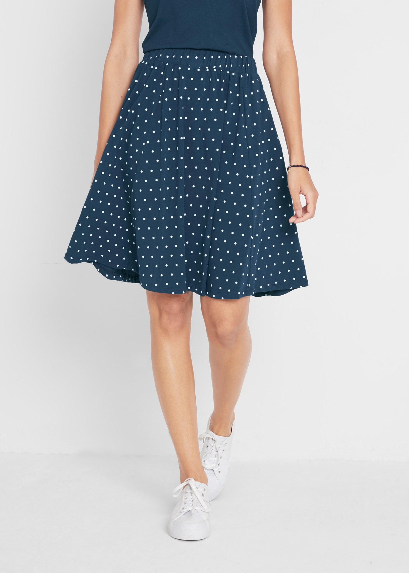 bonprix Jerseyrock Packung, 2, 2 Stk. aus Baumwollmischung, A-Linie Passform, mit Gummizug