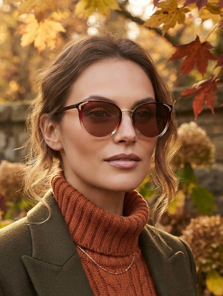 Laura Scott Sonnenbrille Tropfen-Design, Vollrandrahmen, altrosa mit Farbverlauf
