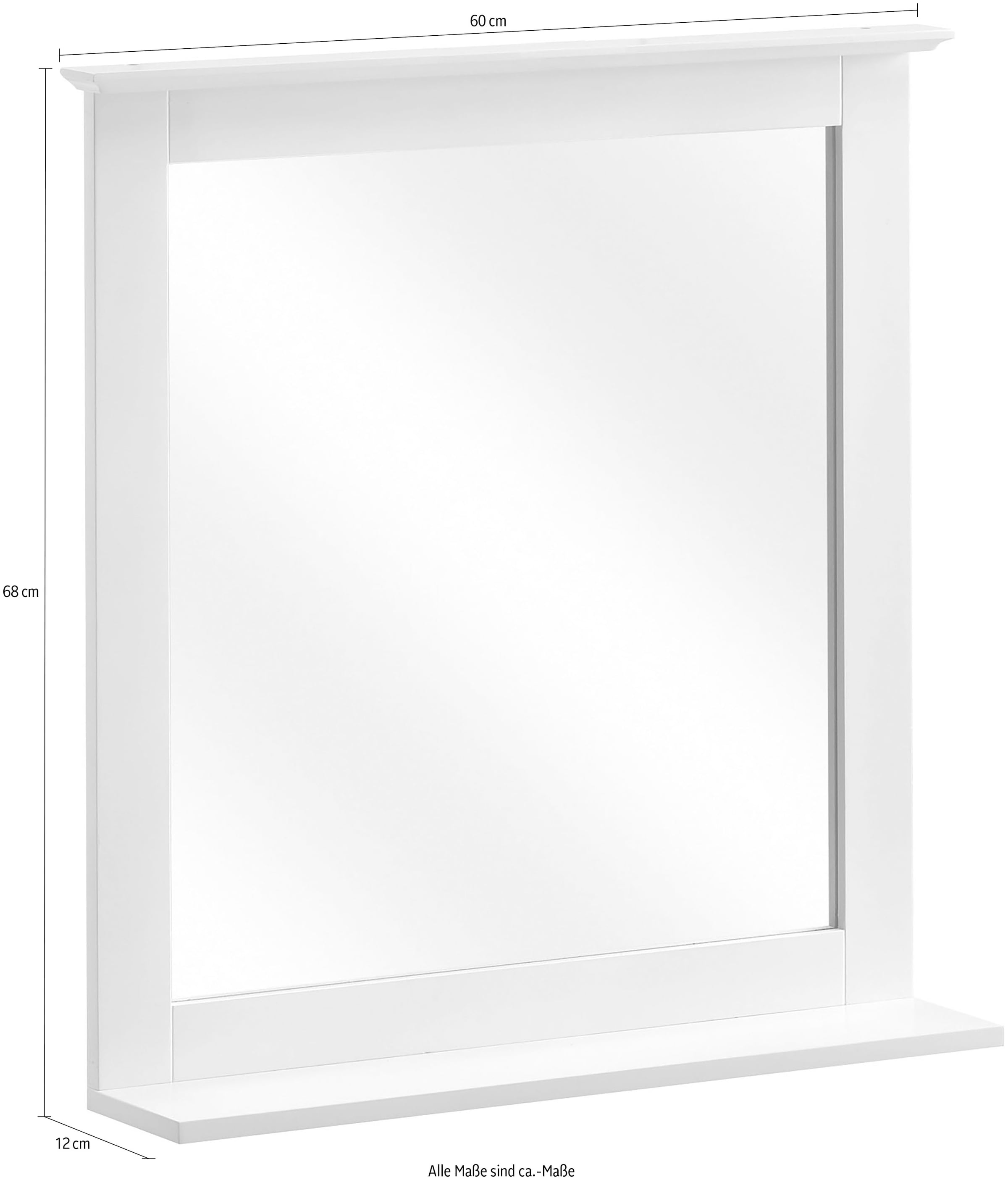 Saphir Badspiegel »Quickset 928 Spiegel mit Ablage, 60 cm breit, Landhaus-Stil« Flächenspiegel Weiss Glanz, ohne Beleuchtung, rechteckig