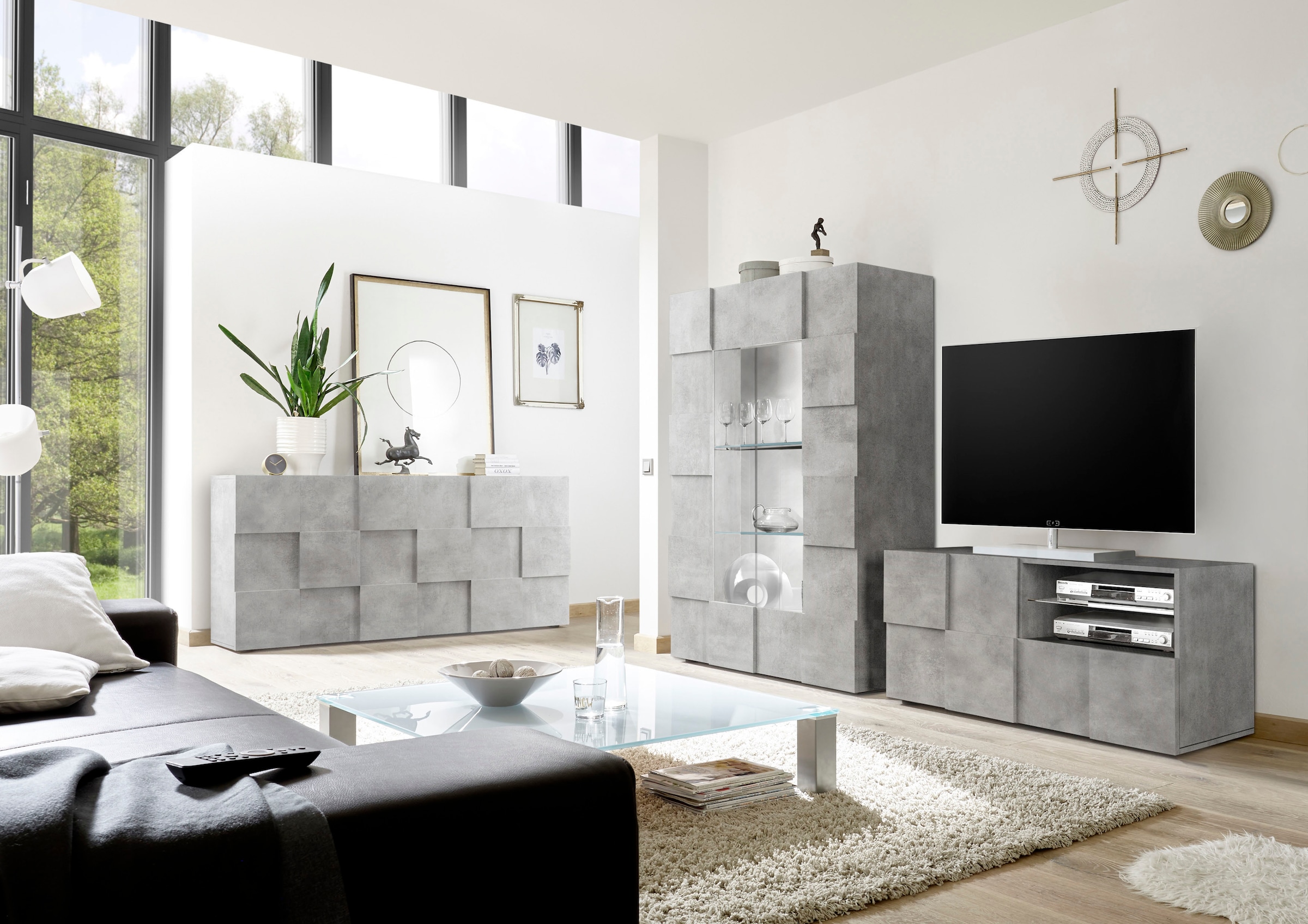 Home affaire Sideboard »Dama Breite 181, Kommode 3 Türen, Anrichte« Front in 3D-Optik, viel Stauraum, verschiedene Farben