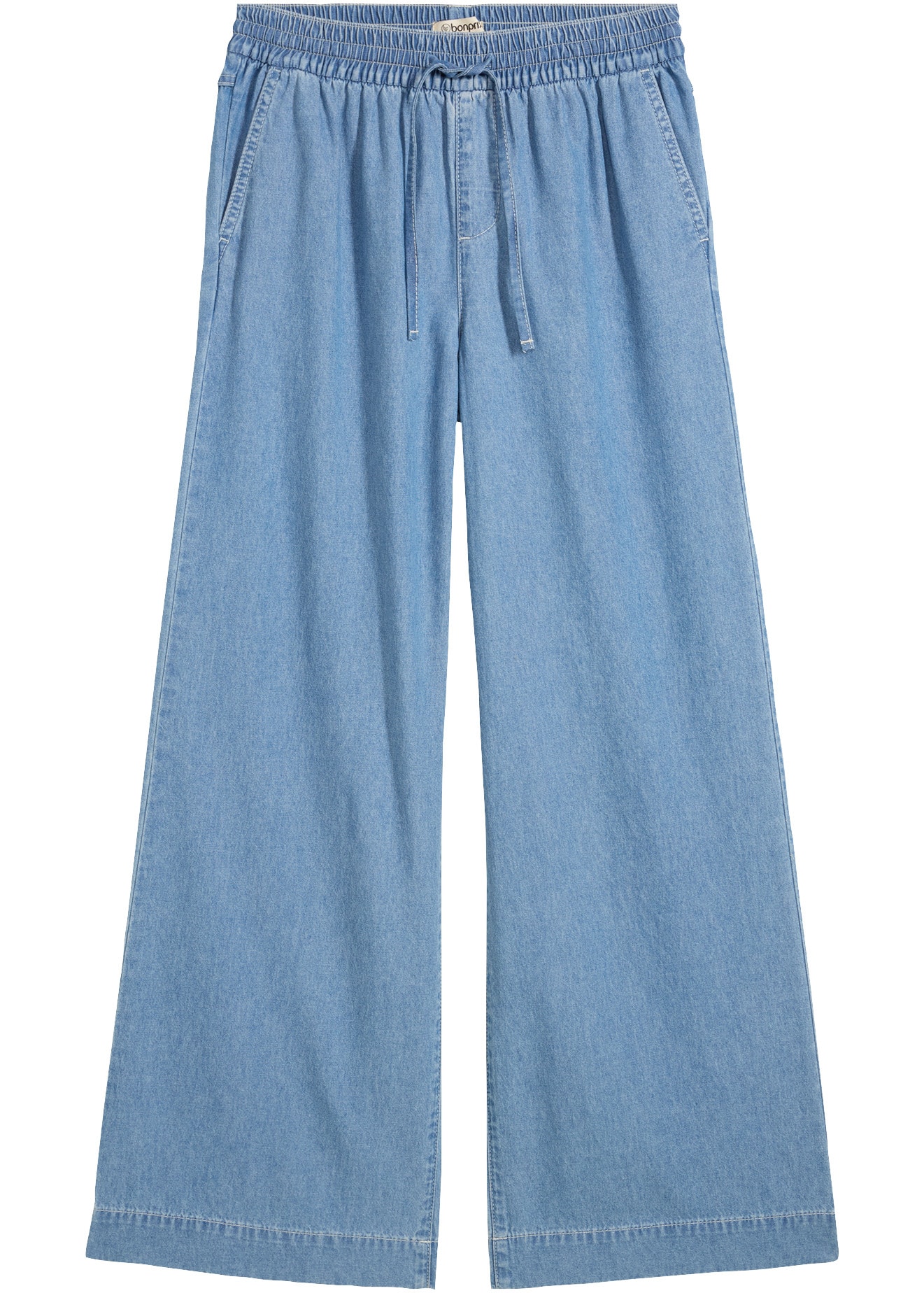 bonprix Jeans large avec ceinture élastique, coupe loose fit, en coton pur