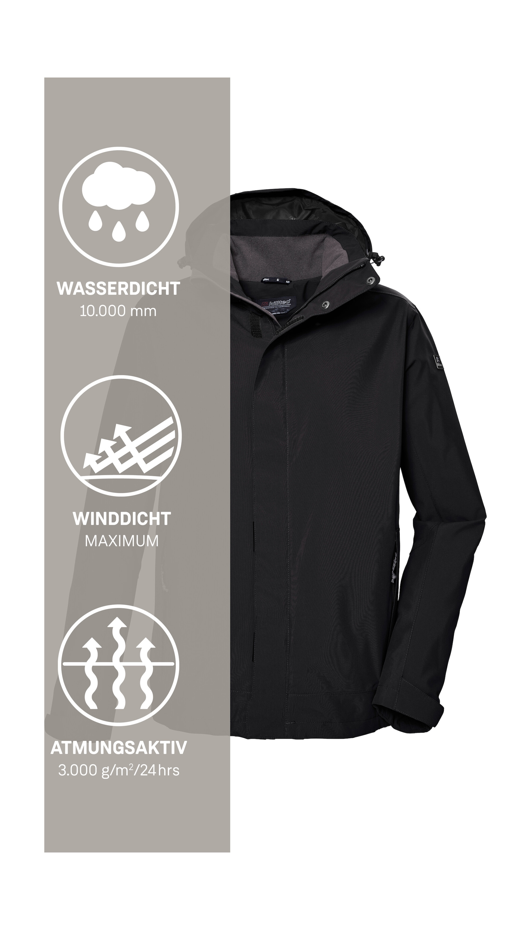 Killtec Veste fonctionnelle »KOS 87 MN JCKT« Wasser- und winddicht, atmungsaktiv, abnehmbare Kapuze