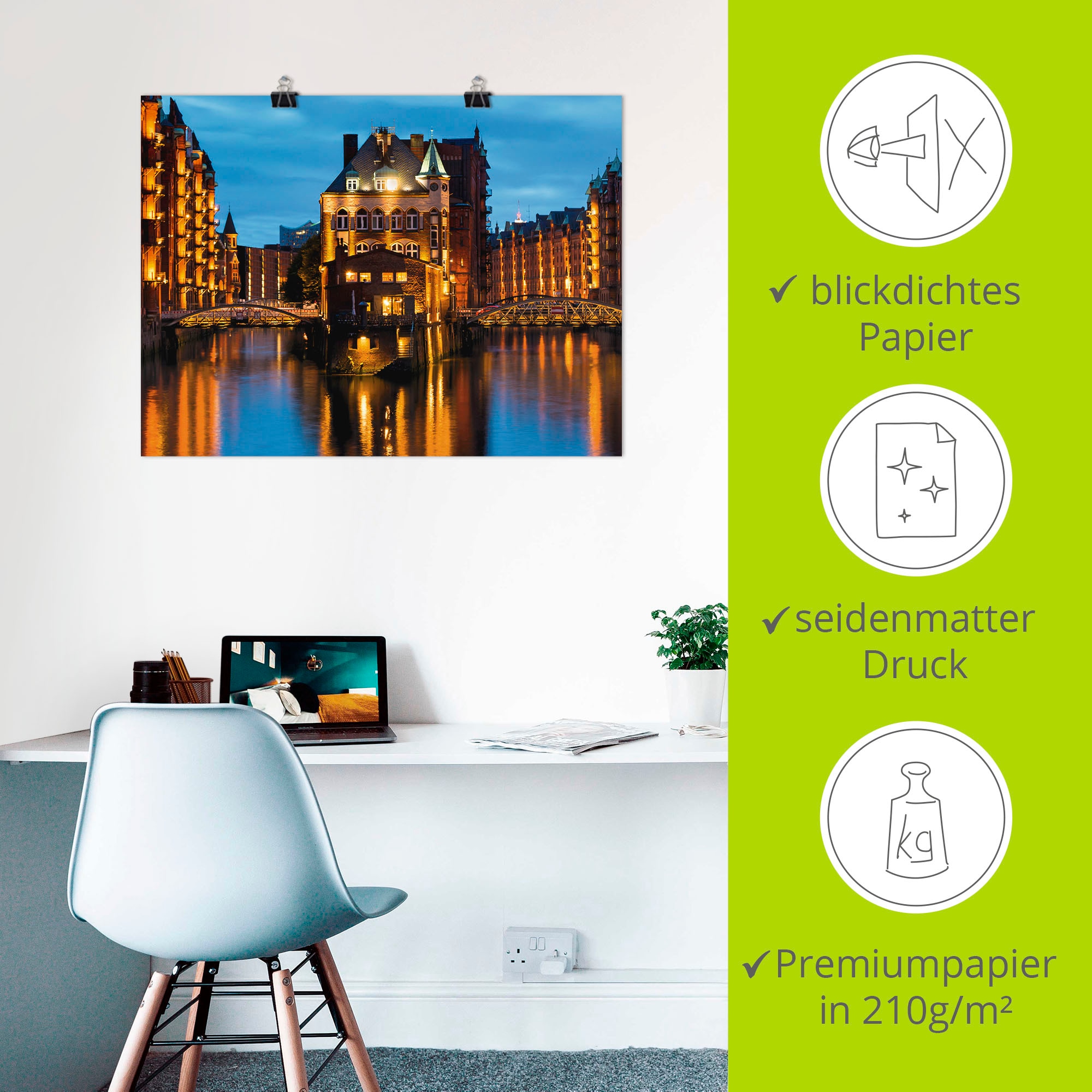 Artland Wandbild »Teil der alten Speicherstadt in Hamburg« Deutschland 1 Stk. tlg. als Leinwandbild, Poster in verschied. Grössen