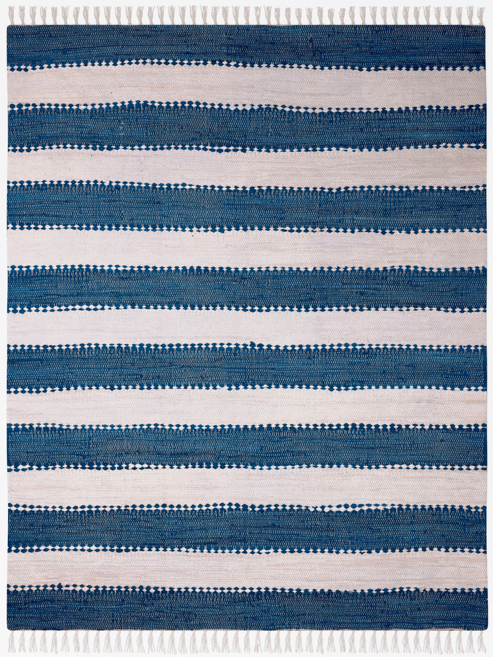 GOODproduct Teppich »Benja« rechteckig 10 mm Höhe Handweb Teppich, gestreift, 90% Baumwolle, handgewebt, mit Fransen.