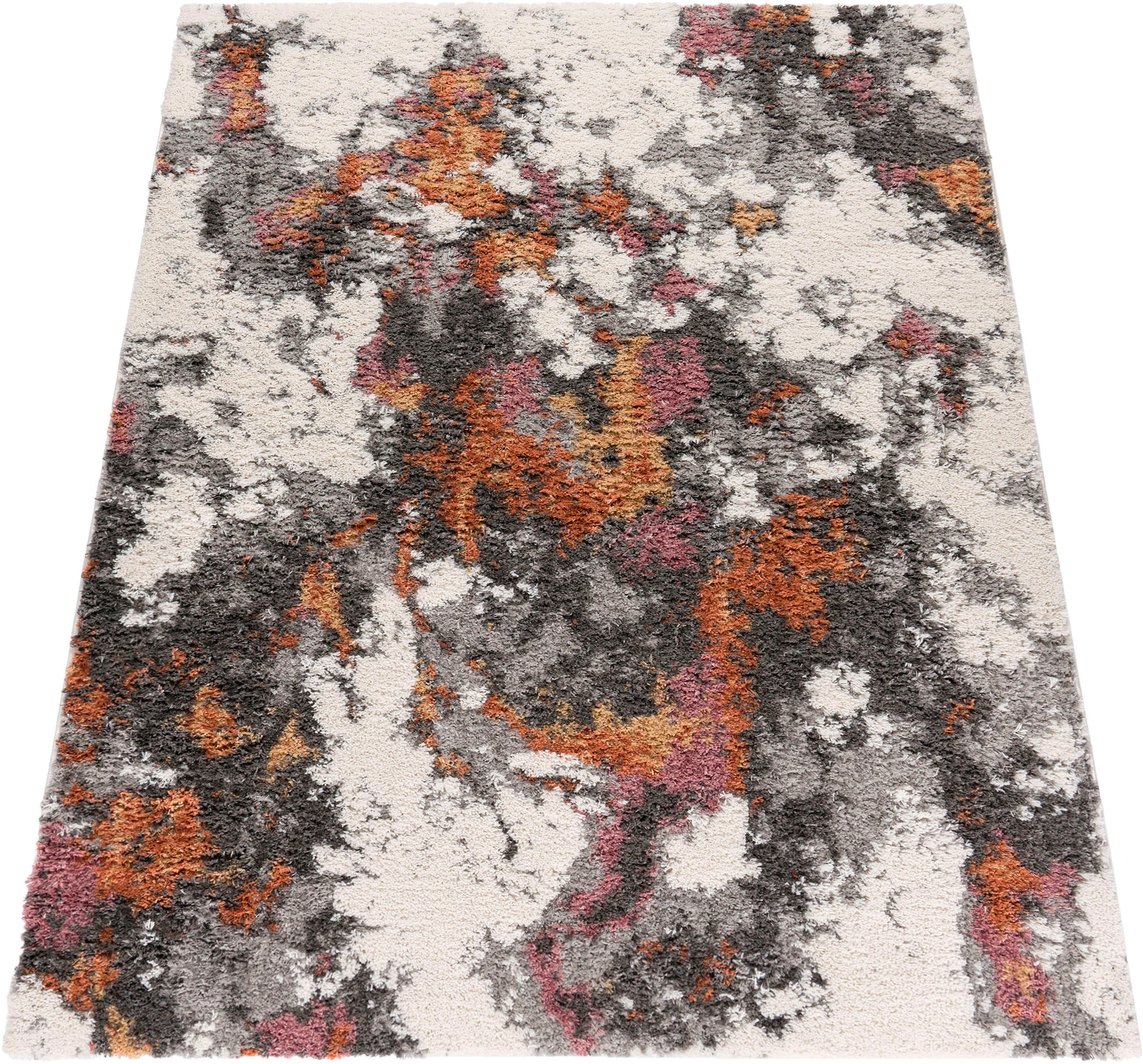 Paco Home Hochflor-Teppich »Vincenza 281« rechteckig 34 mm Höhe samtweich und kuschelig, modernes Design, Used Look