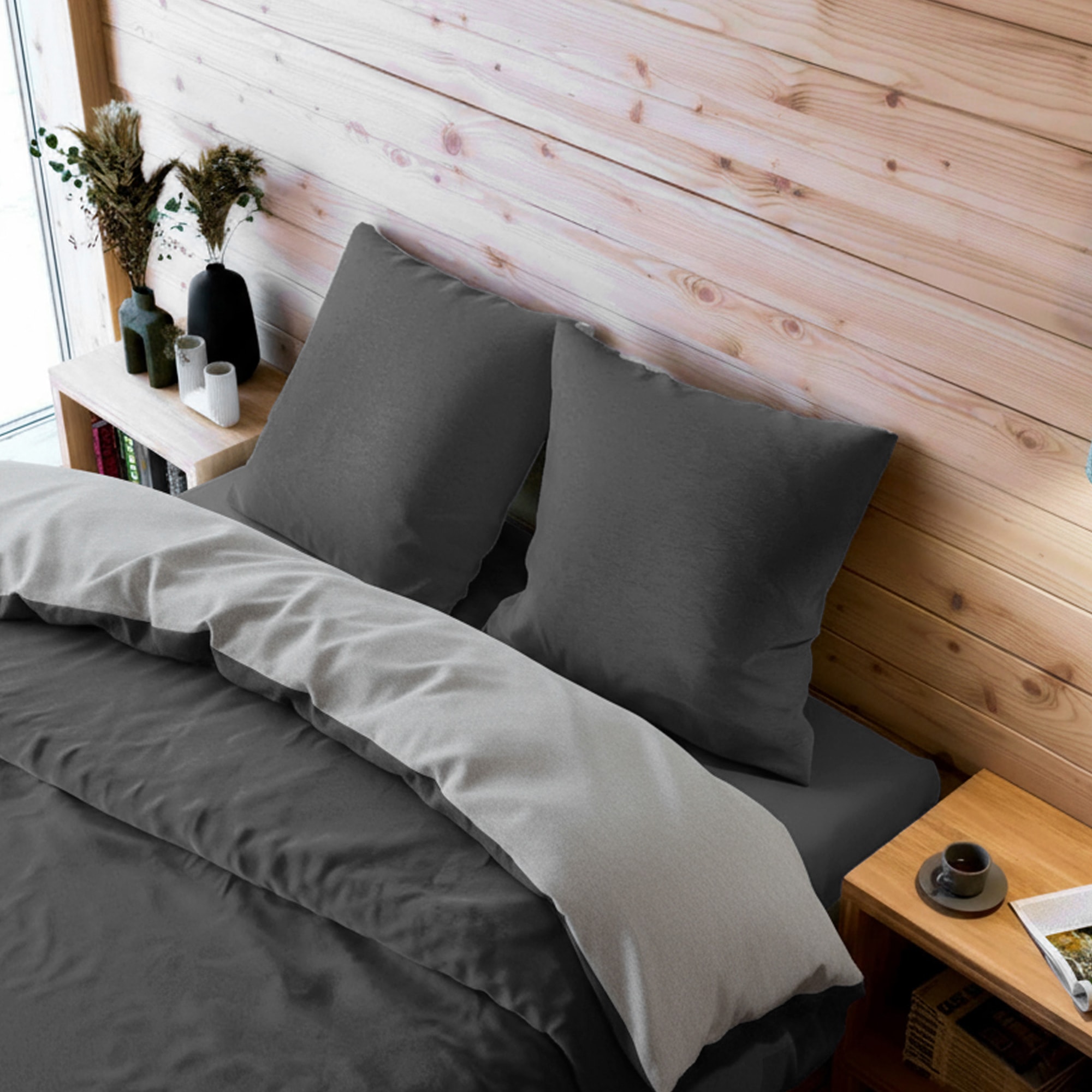 Wolkenfeld Housse de coussin »Flanell Baumwolle Kopfkissenbezug - Premium Kissenbezug« tailles 80x80, 40x80 et 70x90 cm; fermeture éclair cachée