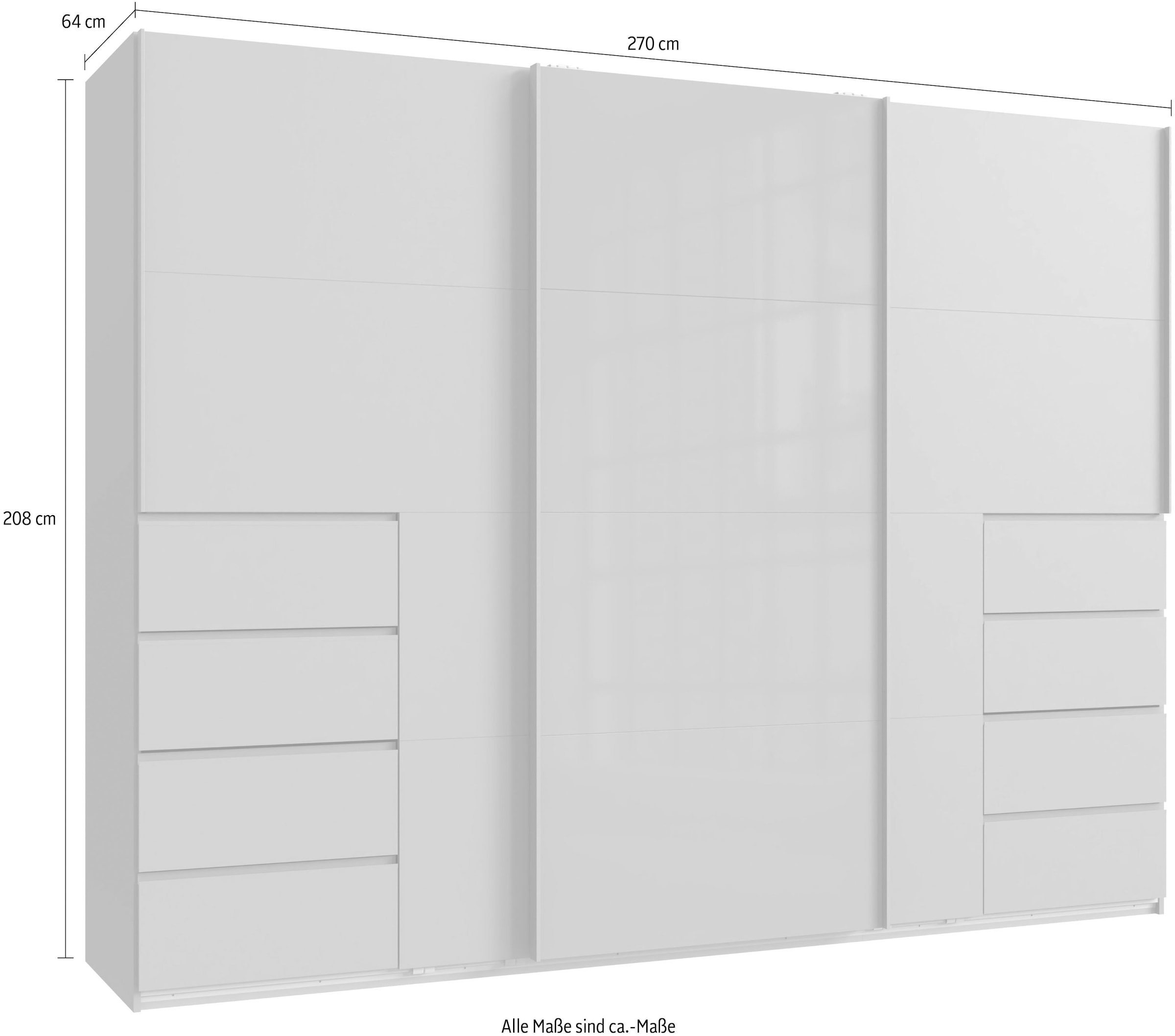 Wimex Armoire à portes coulissantes »Bali in den Breiten 225cm & 270cm, Kleiderschrank mit Glaselement« Schrank mit 3 Türen, in den Farben: grafit oder saharagrau erhältlich