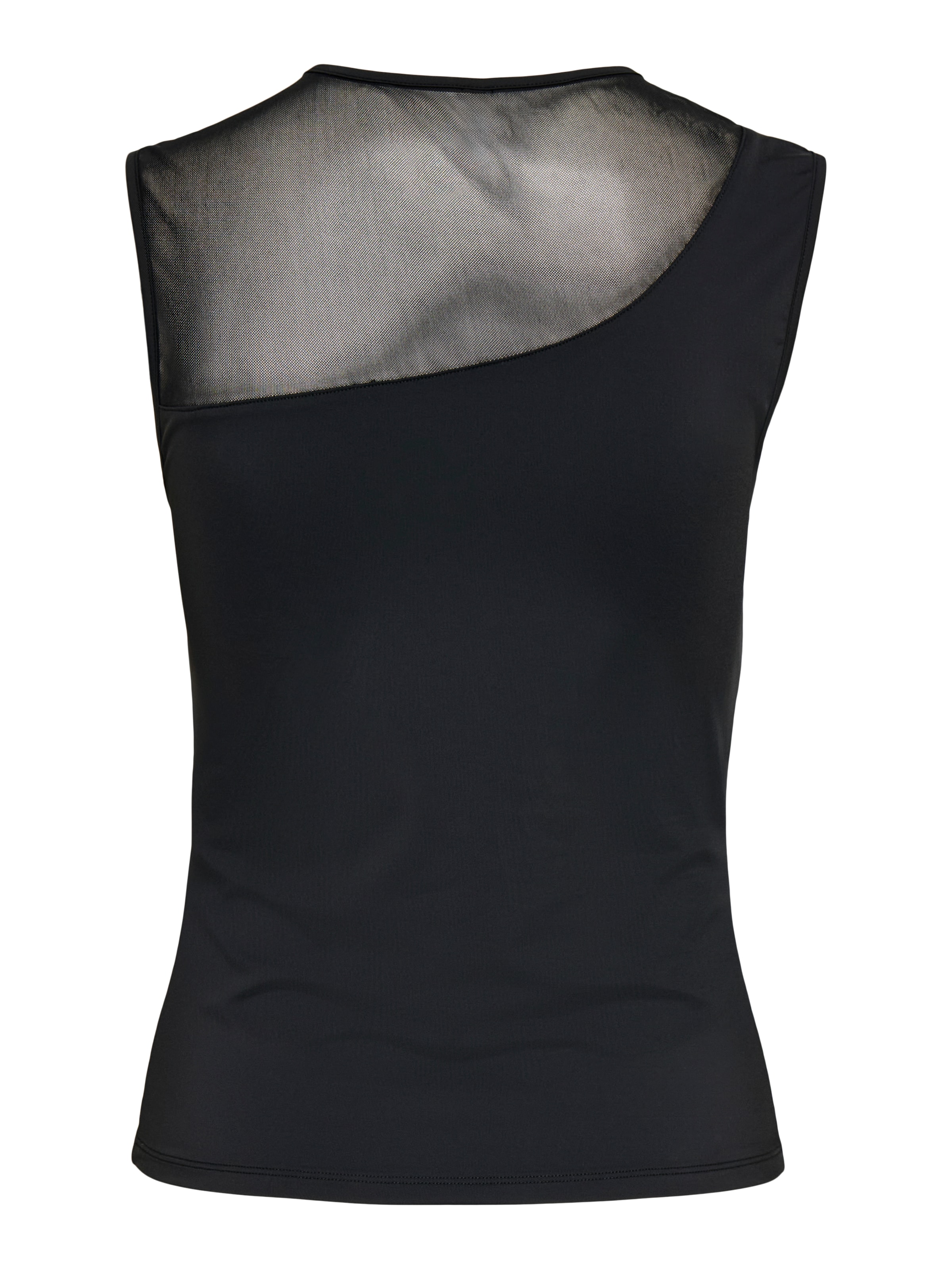 ONLY Shirt à col rond »ONLTABY S/L ASYMMETRIC MESH TOP CS JRS« mélange de matières, coupe ajustée