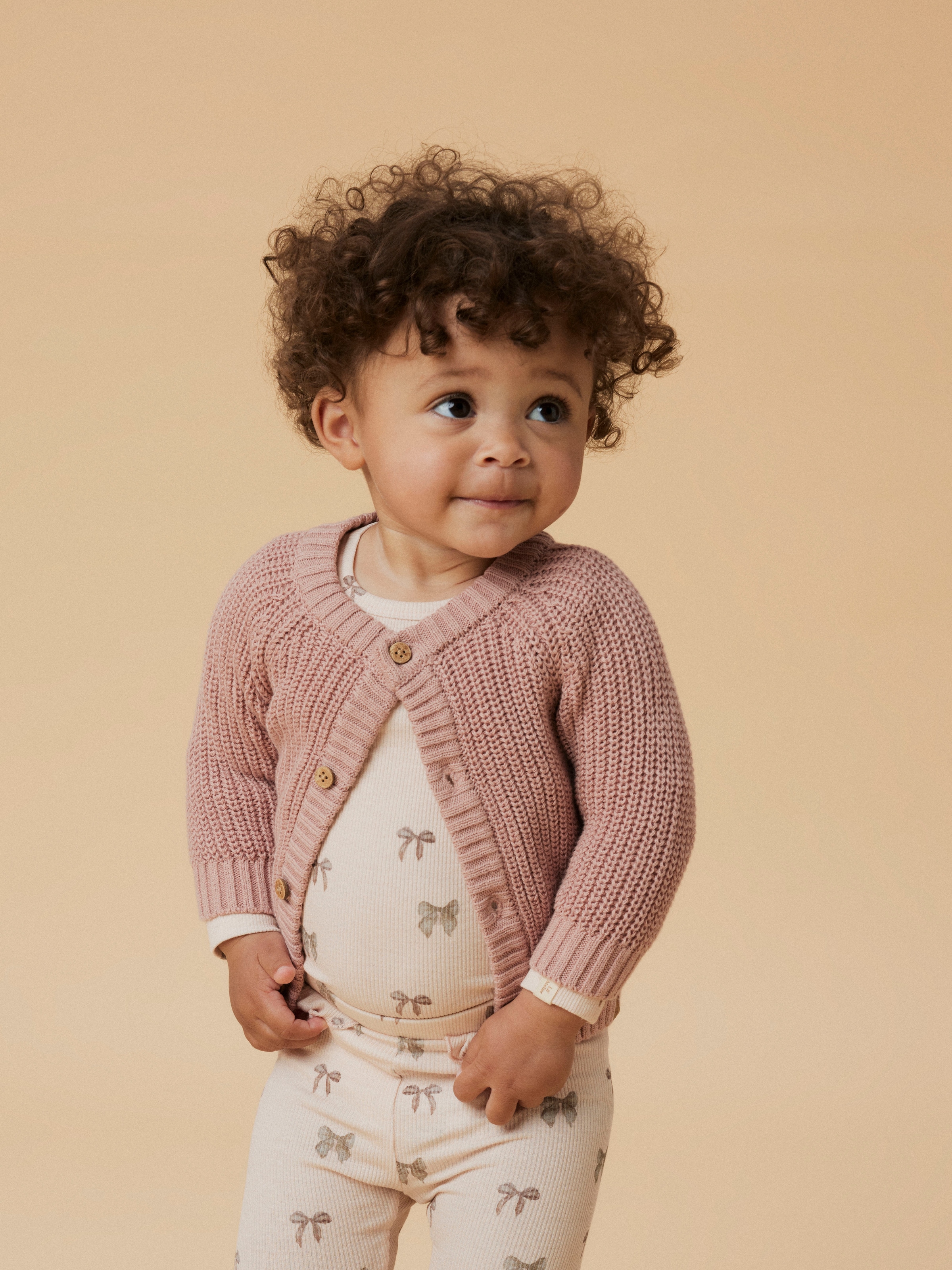 Lil' Atelier Veste en tricot »NBNEMLEN LS KNIT CARD LIL NOOS« weiche Baumwolle, Rippstrick