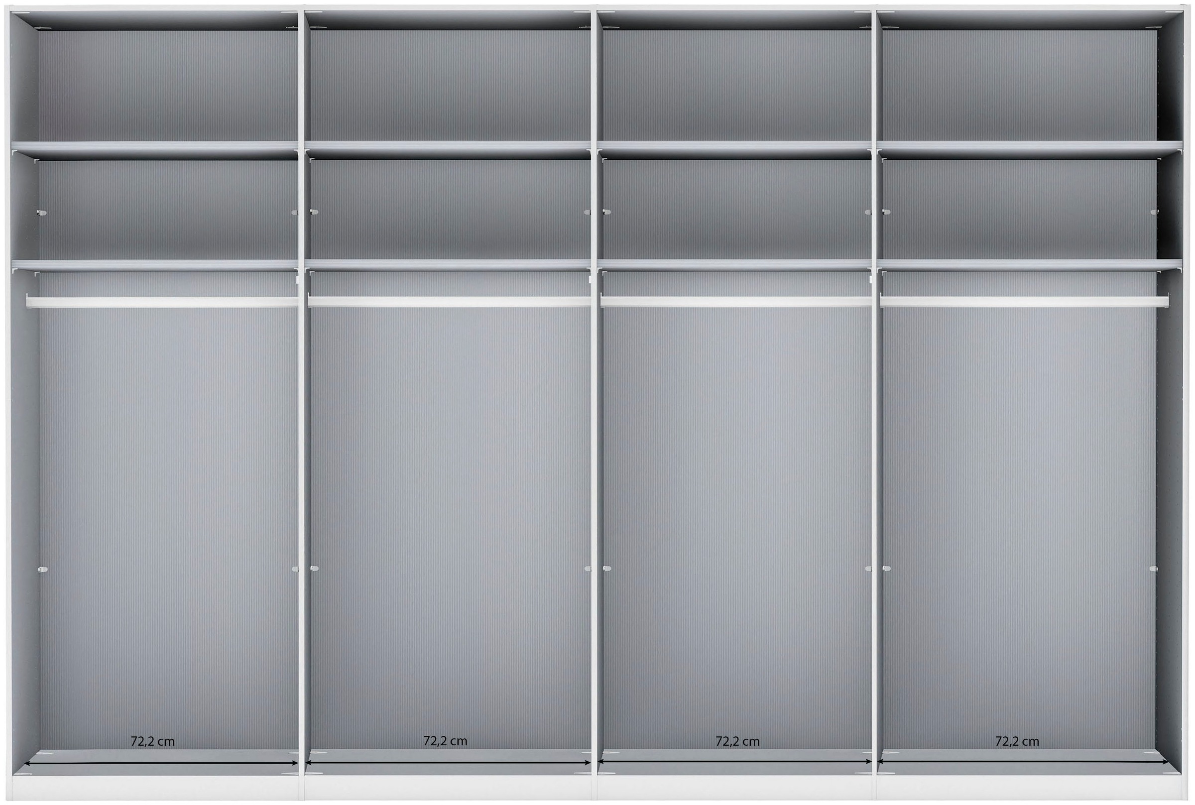 WIEMANN Falttürenschrank »Ohio, Kleiderschrank, Schrank, Garderobe, mit Schubladen, 300 cm« inklusive Einlegeböden & Kleiderstangen, 2 Höhen, MADE IN GERMANY,  inklusive Tür und Schubkastendämpfung, hochwertige Glasfront