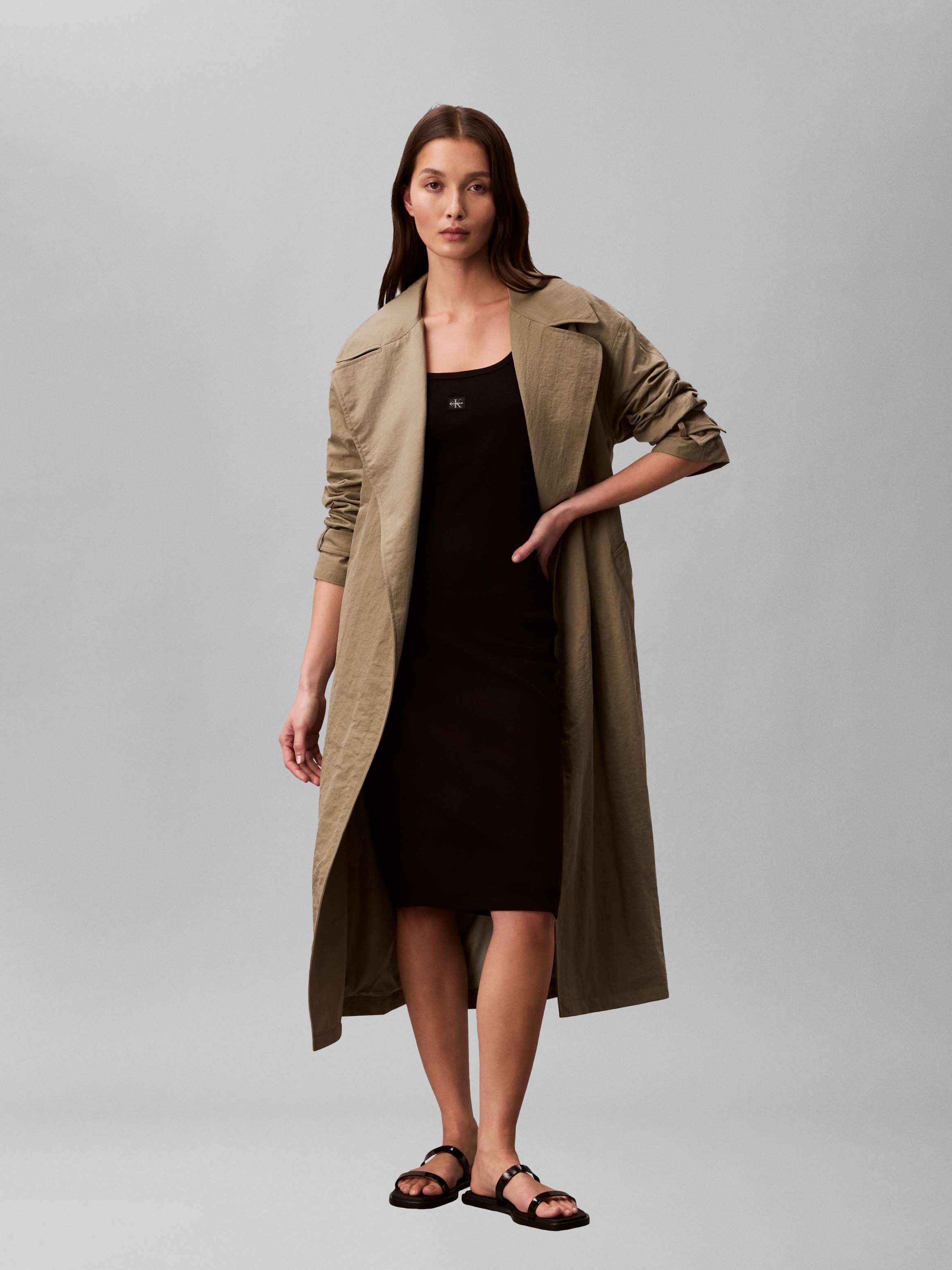 Calvin Klein Minikleid »BABY RIB WOVEN LABEL« Ohne Tasche Figurbetonte Passform mit Rundhalsausschnitt