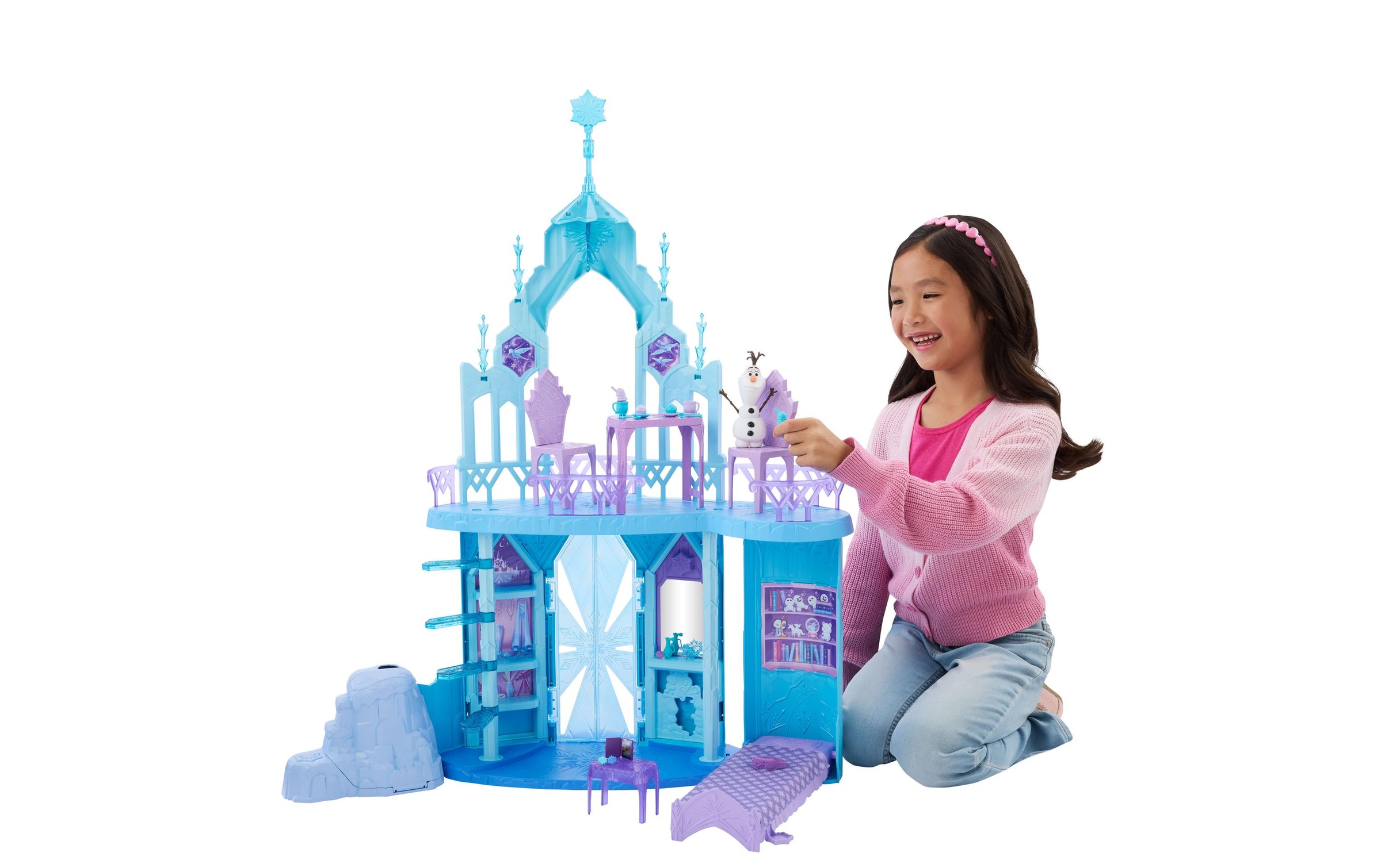 Disney Frozen Puppenhaus »Frozen Puppenhaus Elsa Ice Castle Playset« Elsas Eispalast mit Olaf, 5 Spielbereichen und 21 Zubehörteilen