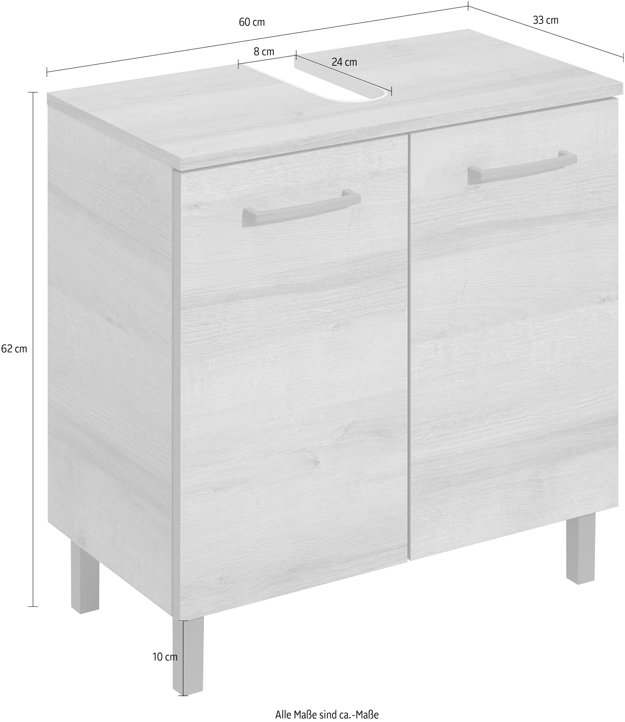 Saphir Armoire sous lavabo »Quickset 919 Unterbeckenschrank, Riviera Eiche quer Nachbildung« Armoire sous lavabo avec amortisseur de porte, 60 cm de large, sans lavabo