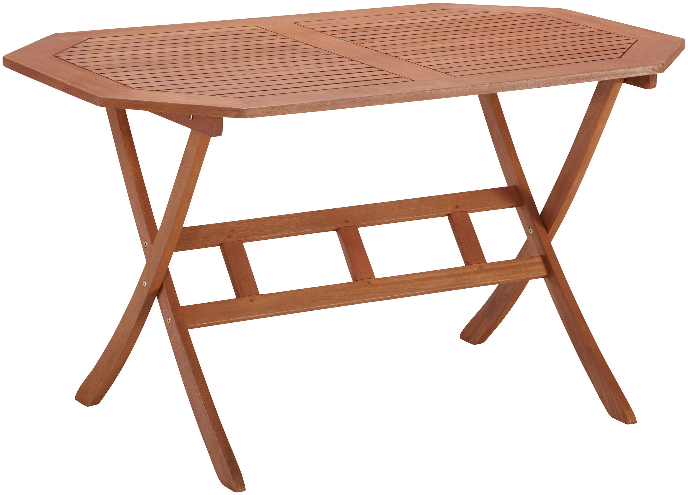 MERXX Salon de jardin »Borkum, TOPSELLER!« 6x Sessel, inkl. Sitz- und Rückenkissen, 1x Klapptisch 135x85 cm, 13 cuis tlg. Eukalyptusholz, FSC® Mix, geeignet für 6 Personen