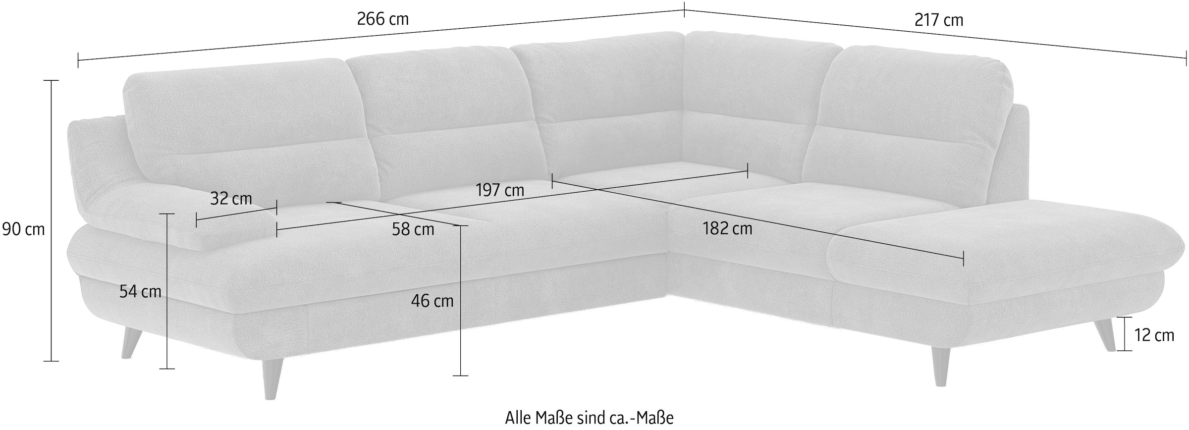 COTTA Canapé d'angle »Pike L-Form, B: 266 cm« Options fonction lit & coffre de lit