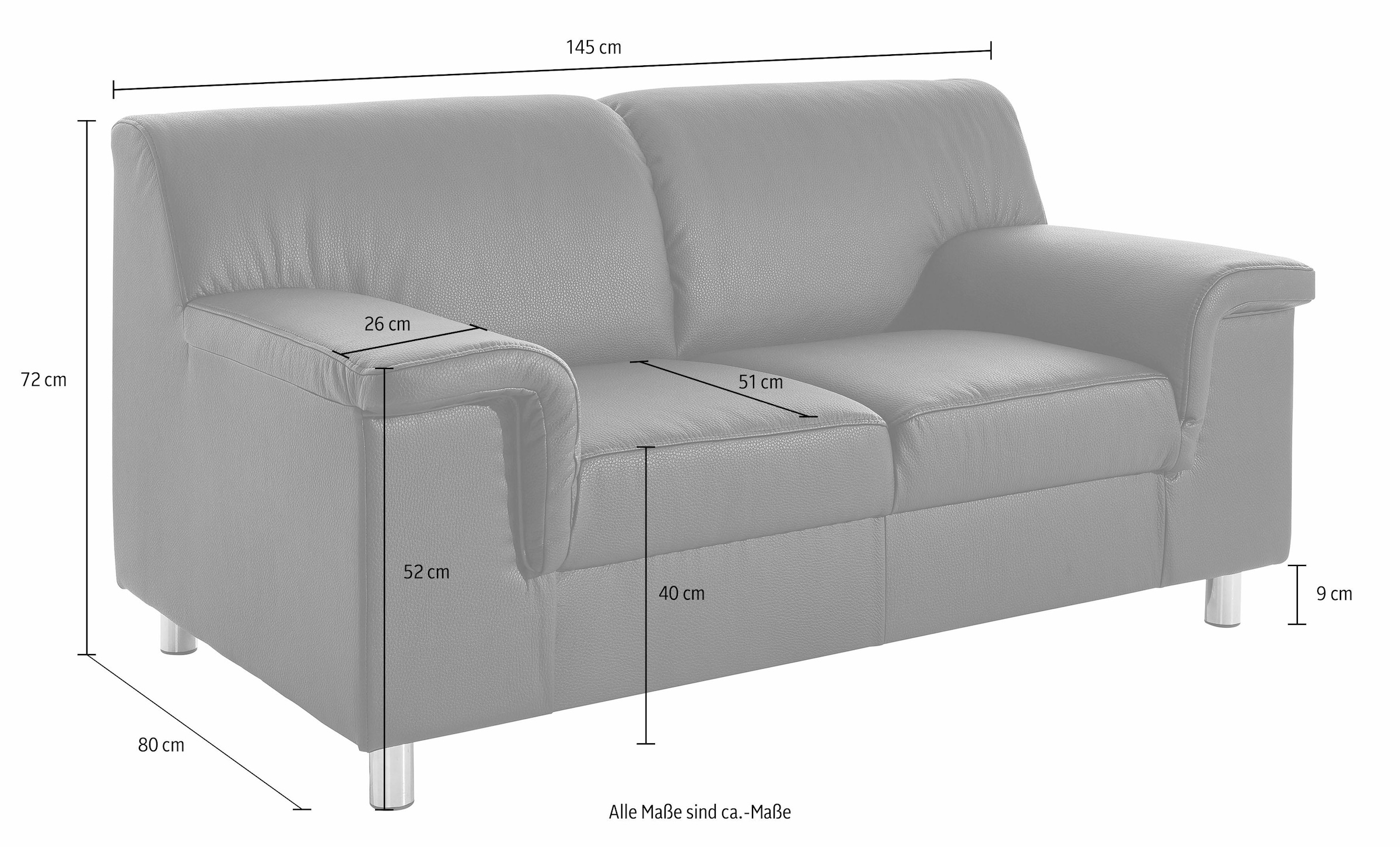 Home affaire 1,5 siège »Jamie, Sofa mit kompakten Stellmassen für kleine Räume, Breite 145cm«