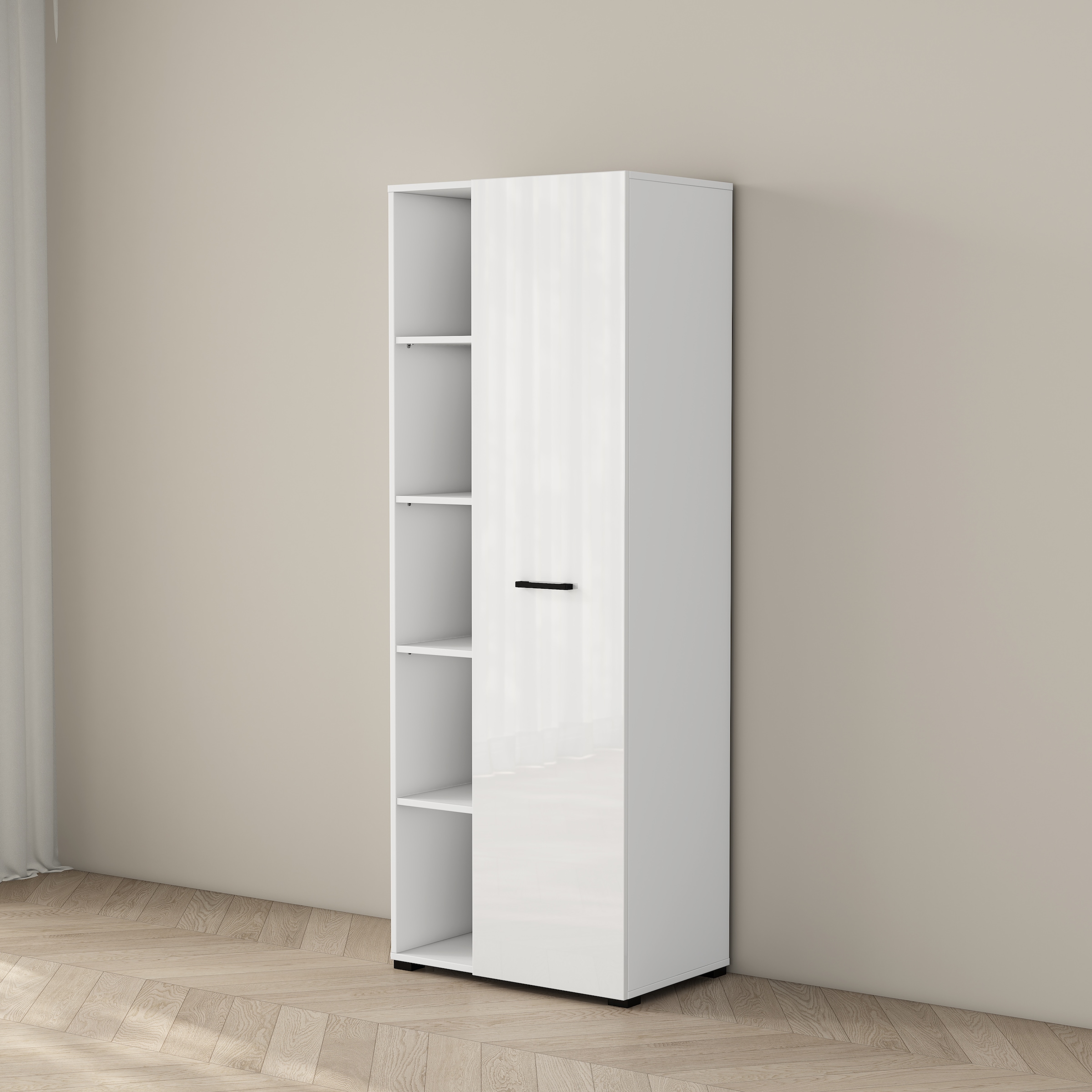 GOODproduct Armoire de classement »Moid, moderner Mehrzweckschrank,« Masse: 64,5x41,5x175 cm, 5 Fächer mit viel Stauraum