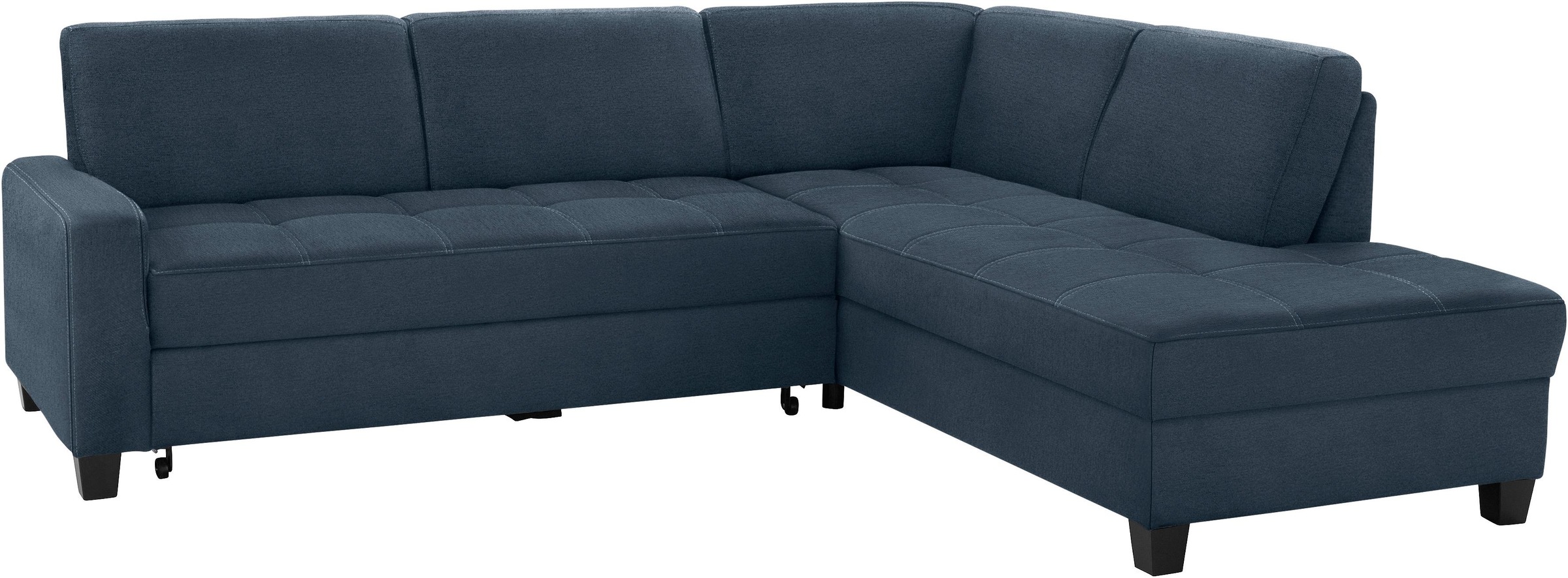 DOMO collection Canapé d'angle »Florentina zeitlos und elegant, Sitznähte als Designelement, L-Form« wahlweise mit Bettfunktion, mit Kontrastnaht, Komfortsitzhöhe 47cm