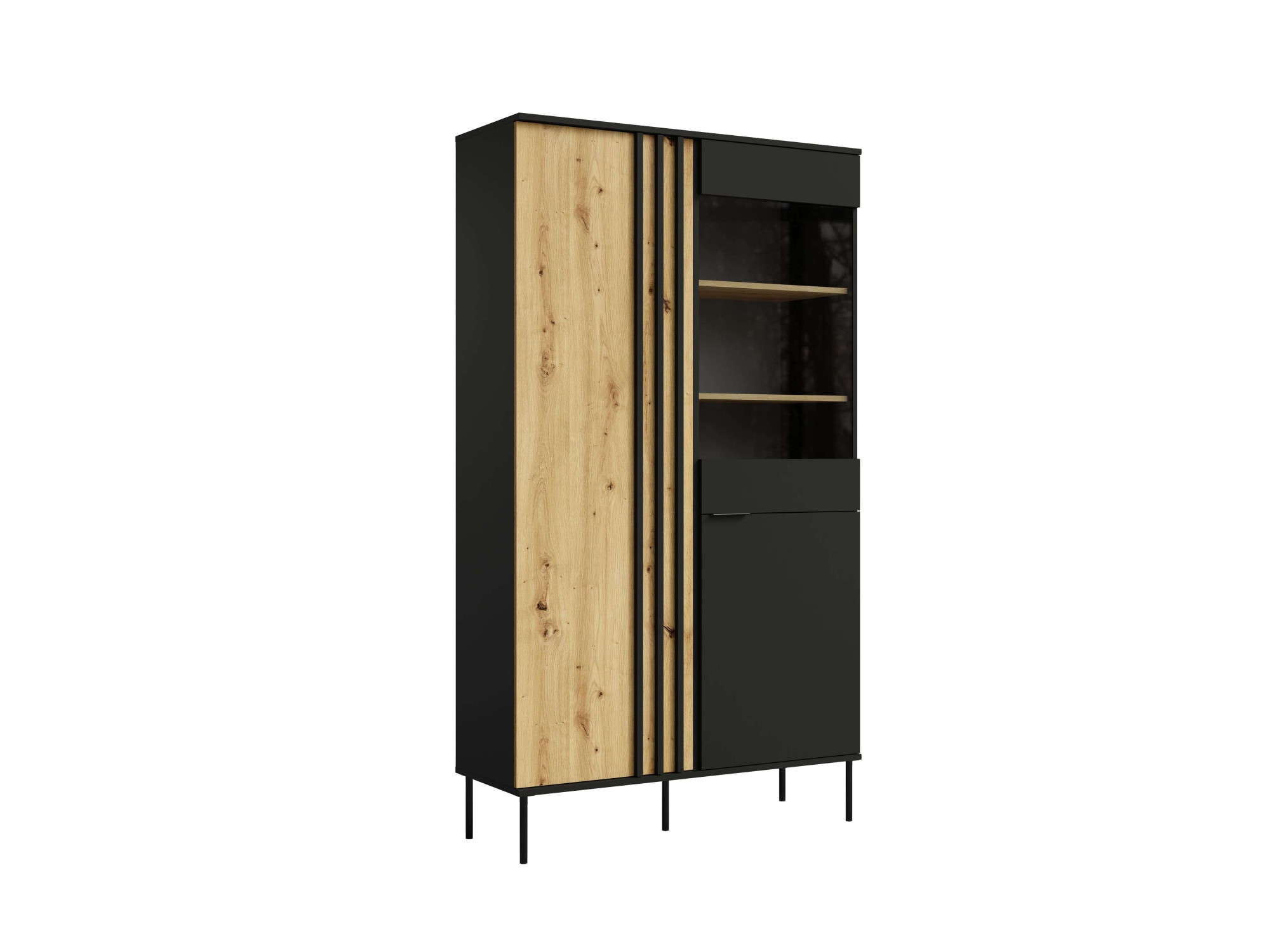 GOODproduct Vitrines »AELLOR Vitrineschrank mit/ohne Beleuchtung, verglast, viel Stauraum« Standvitrine/Glasvitrine mit 2 Türen, 8 Einlegeböden, matt Hochschrank