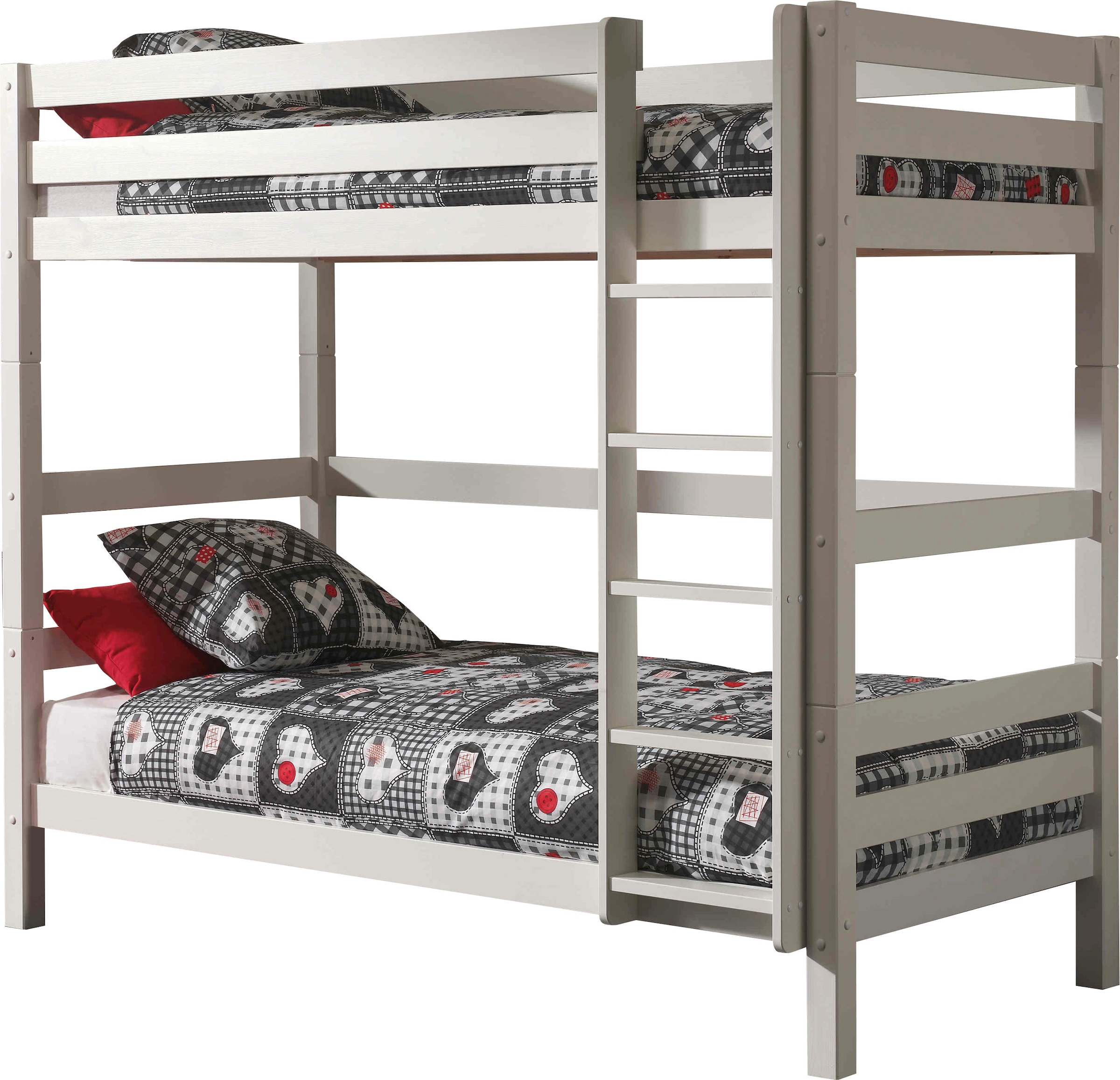 Vipack Lit superposé »Pino, inkl. Rolllattenrost, Leiter und Absturzschutz« L/H/P env. 210x182x105 cm, pin massif, différentes couleurs,  au choix sans tiroir, avec 1 grand et 2 petits tiroirs de lit