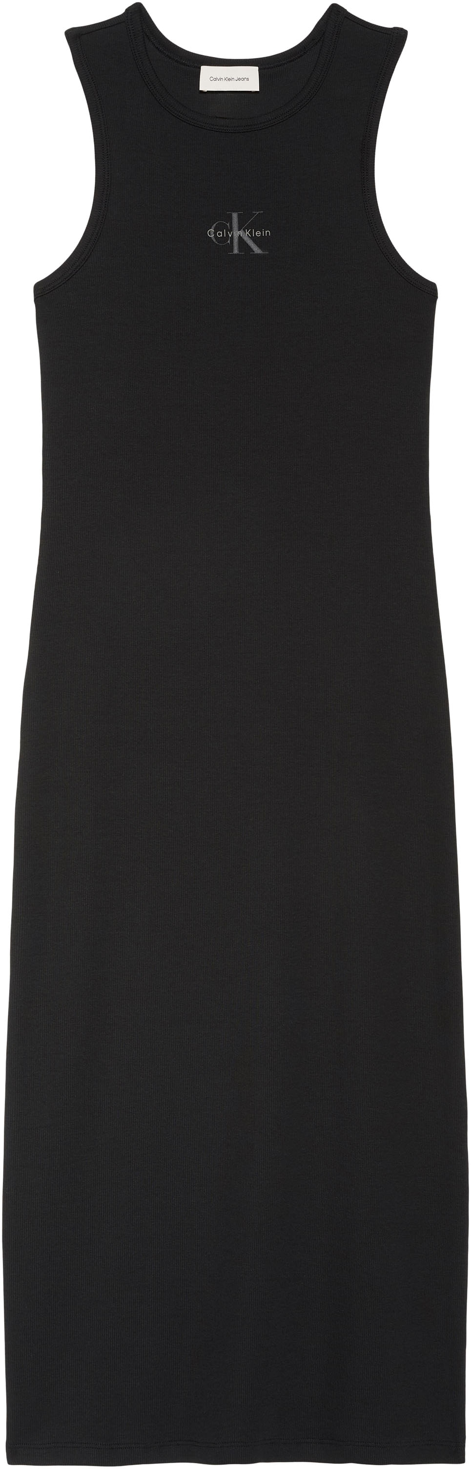 Calvin Klein Jeans Robe à bretelles »MONOLOGO BABY RIB TANK MIDI« Sans poche Figurbetonte Passform mit Rundhalsausschnitt